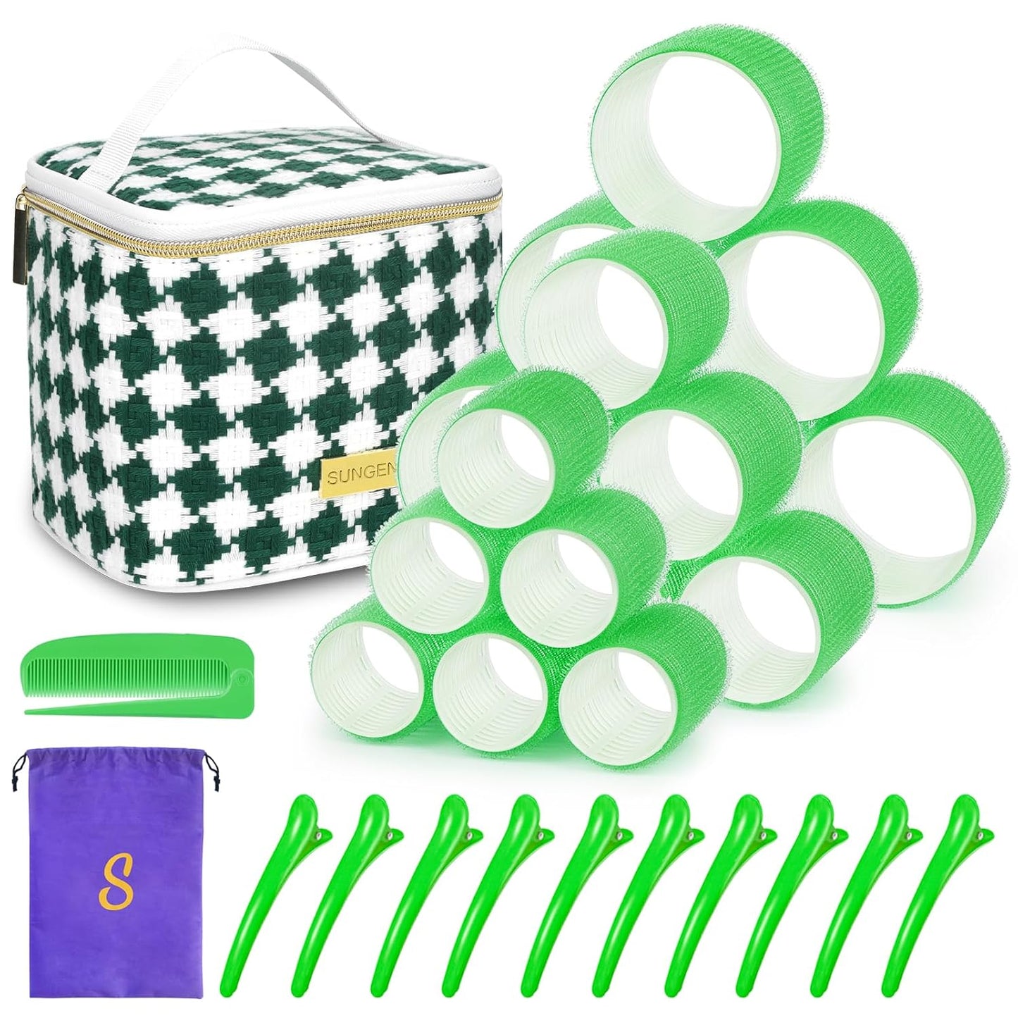 Hair Roller Set - 18 Pcs Curlers with Clips & Comb for DIY Hairstyles | 3 Sizes Included
