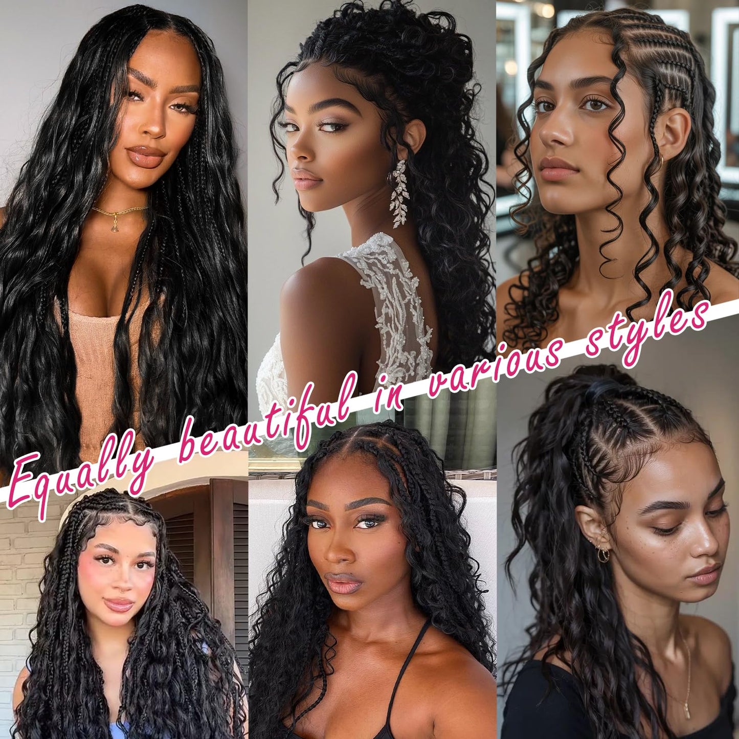 Human Crochet Hair for Black Women 22 Inch 60g Miracle Knots Hair Deep Wave Feather Crochet Human Hair Bundles Invisible Boho Crochet Hair Extensions 38 Strands Natural Black