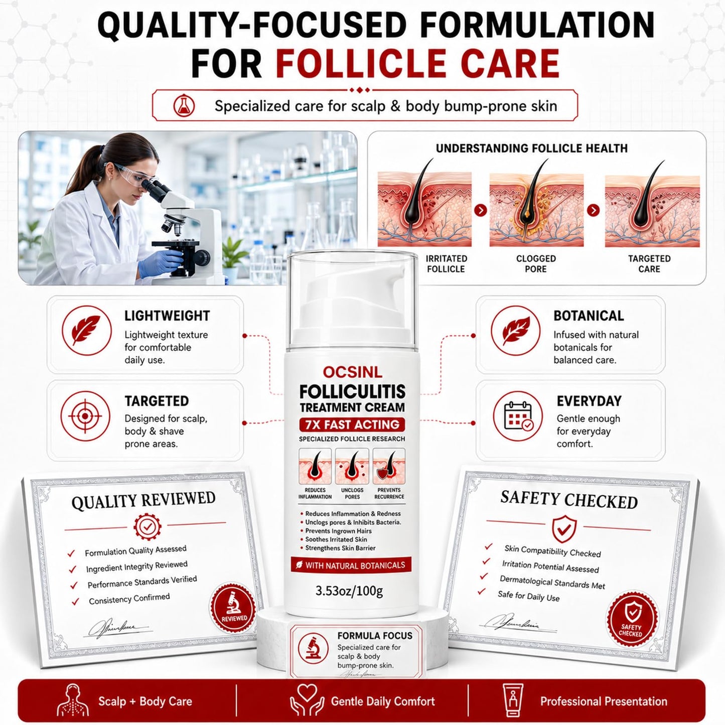OCSINL Folliculitis Cream 5% Benzoyl Peroxide Scalp Body Care