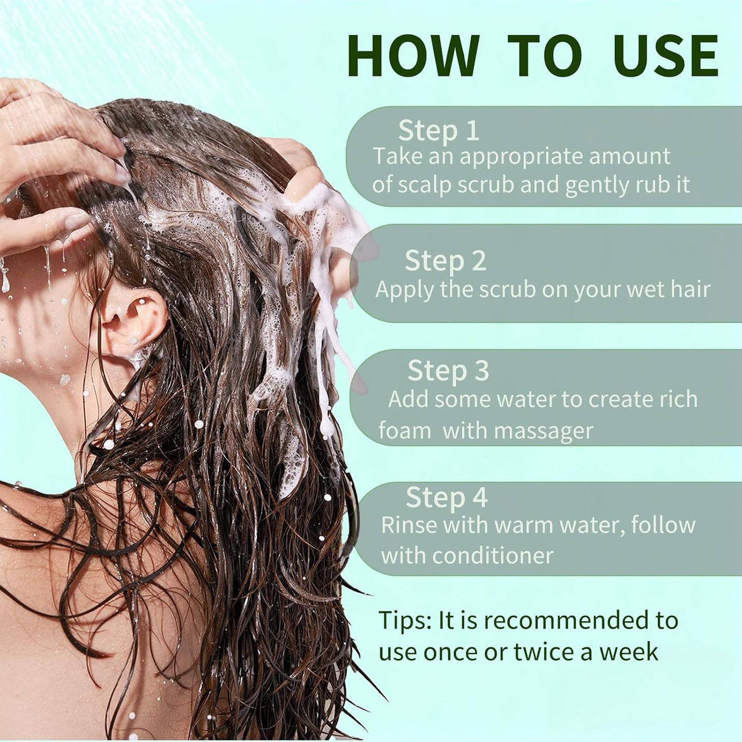 Scalp Scrub Exfoliator - Rosemary & Mint Hair Treatment for Itchy Scalp | 8.8oz Clarifying Shampoo with Massager
