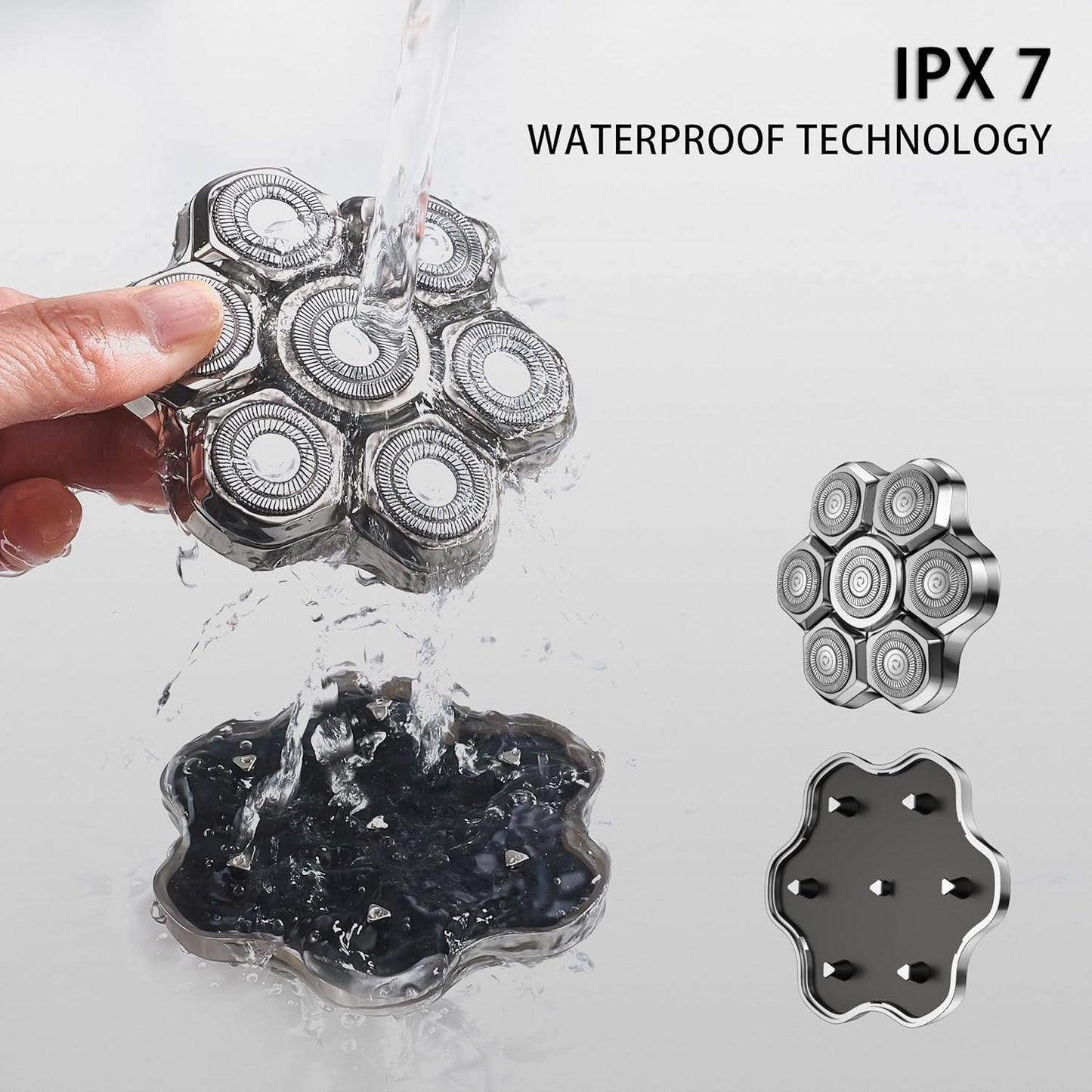 Magnetic 7-Blade Head Shaver Replacement Heads | Compatible with Freebird & Other Brands