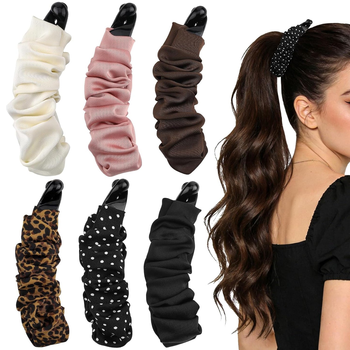 Banana Hair Clips for Women - 8PCS Cute Tortoise & Solid Color Claw Clips | All-Day Hold for Thin/Thick Hair