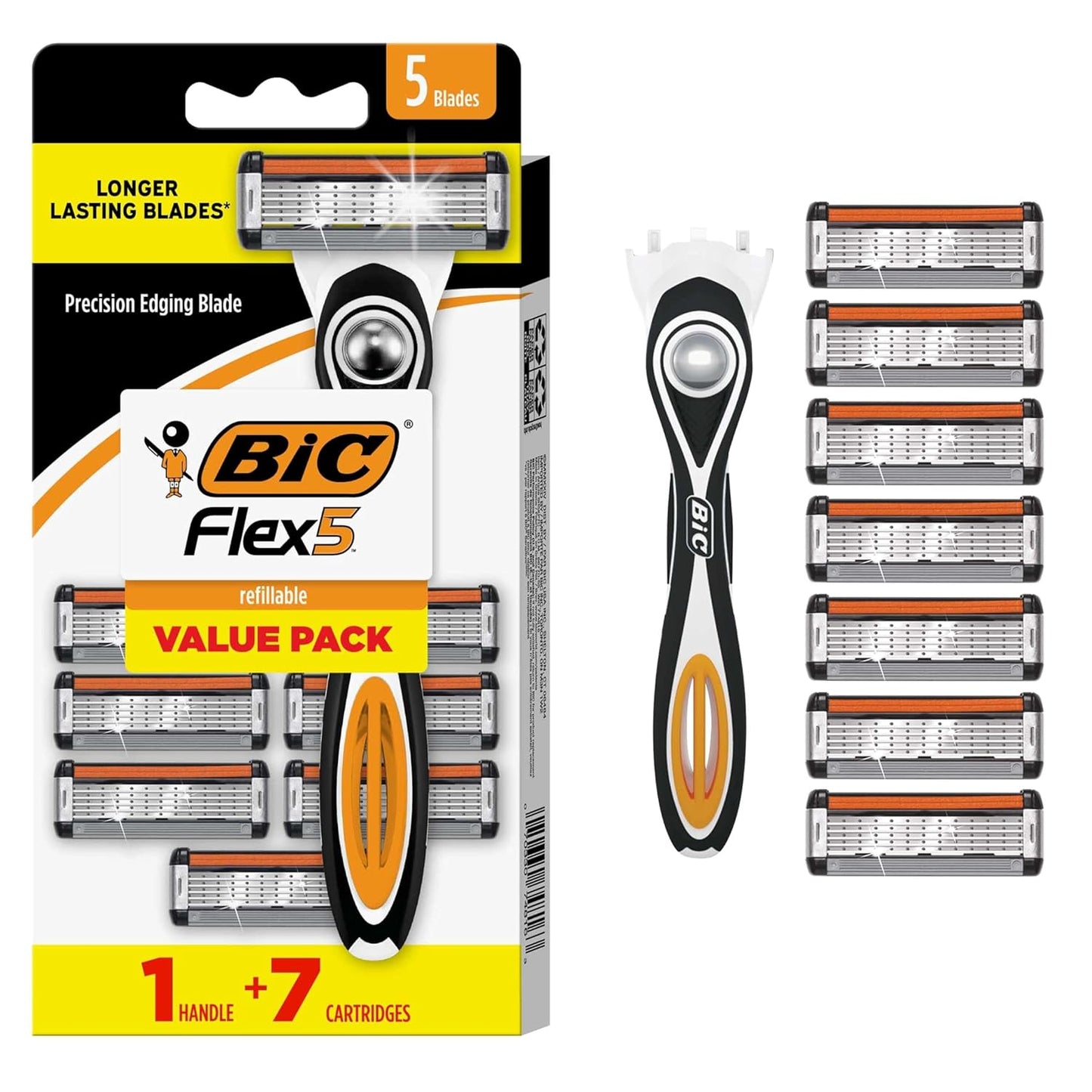 BIC Flex 5 Men's 5-Blade Razors - Smooth Shave Kit with Precision Edging Blade | 12 Cartridges Included