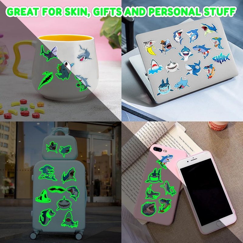 Glow In The Dark Shark Temporary Tattoos - 96 PCS Ocean Animal Party Decor | Fun Kids' Gifts & Rewards
