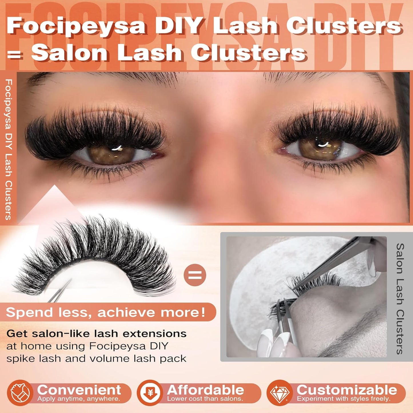 Eyelash Clusters 100D & 200D - DIY D-Curly Volume Extensions | 256pcs, 12-18mm