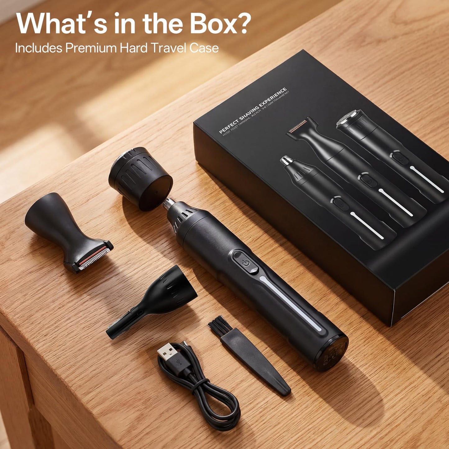 Rechargeable Nose Hair Trimmer - 4-in-1 Ear Eyebrow Beard Grooming Kit for Men & Women, Waterproof Quiet Motor, Fast Charging | 11000 RPM | Portable Travel Size Nose Trimmer Beard Trimmer (Black)