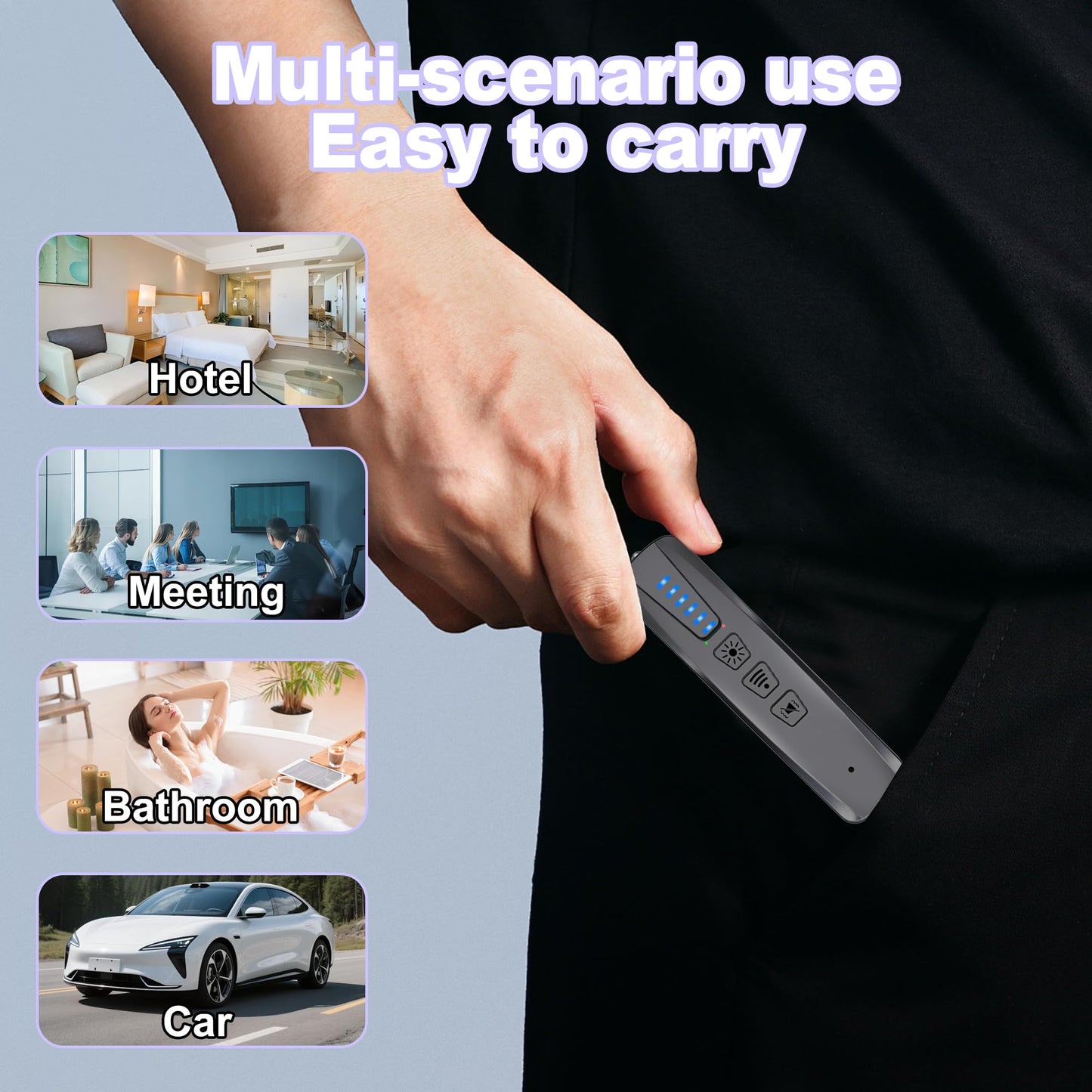 JZDCB Hidden Camera Detector & GPS Tracker Finder | Spy Camera Detector with RF Signal Detection for Travel, Hotel, Car | Anti-Spy Bug Detector & Wireless Camera Finder(Black)