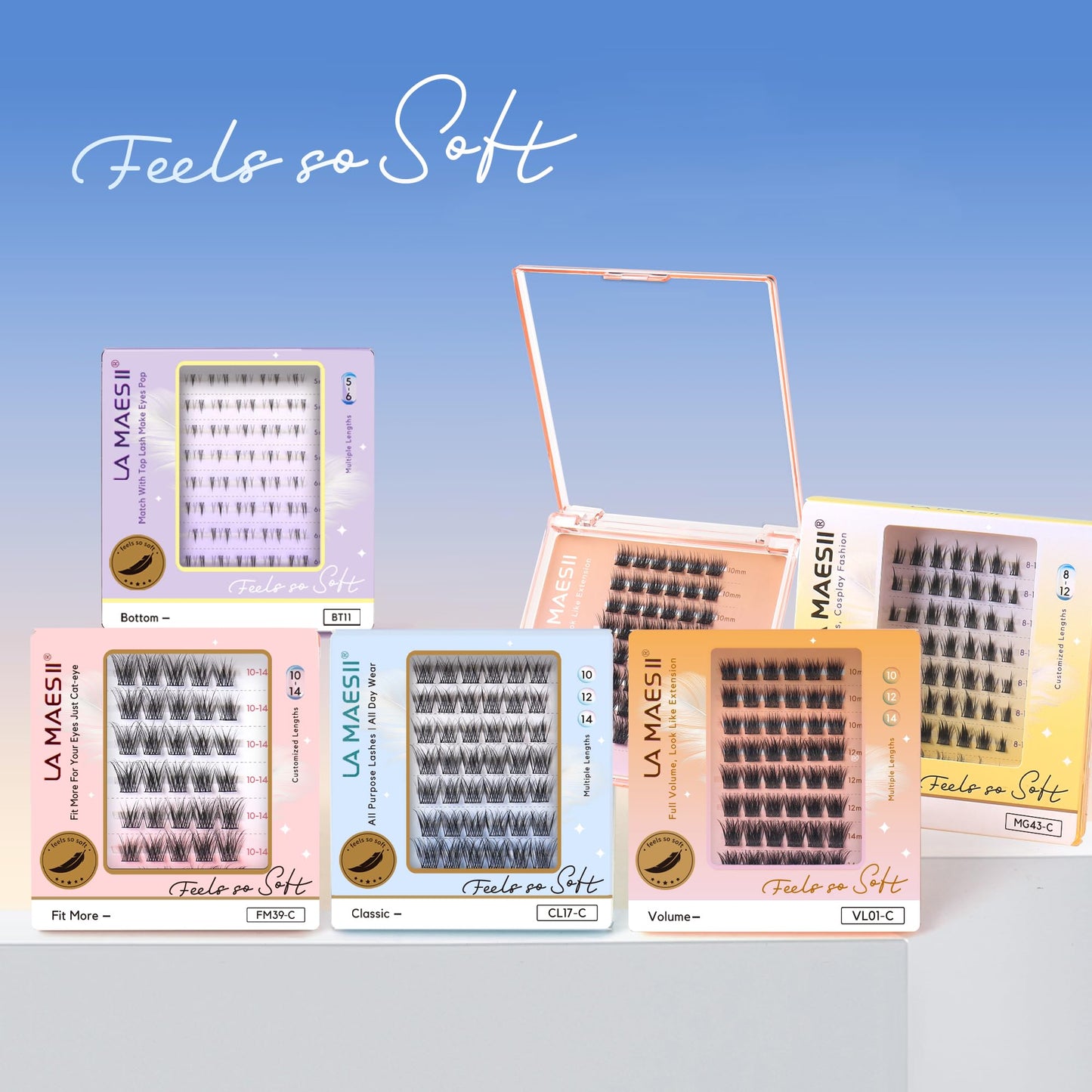 LA MAESII Lash Clusters, 48Pcs Wispy & Natural Eyelash Clusters, Eyelash Extensions with Super Soft Cluster Lashes Reusable 10-14mm Individual Lashes(CL17-C)