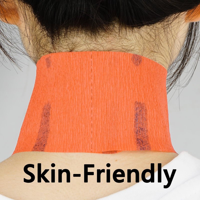 Adorila Barber Neck Strips - 5 Rolls (500 Strips, Orange), Disposable Self-Adhesive Neck Paper Bands for Hair Cutting, Salon & Stylist Supplies