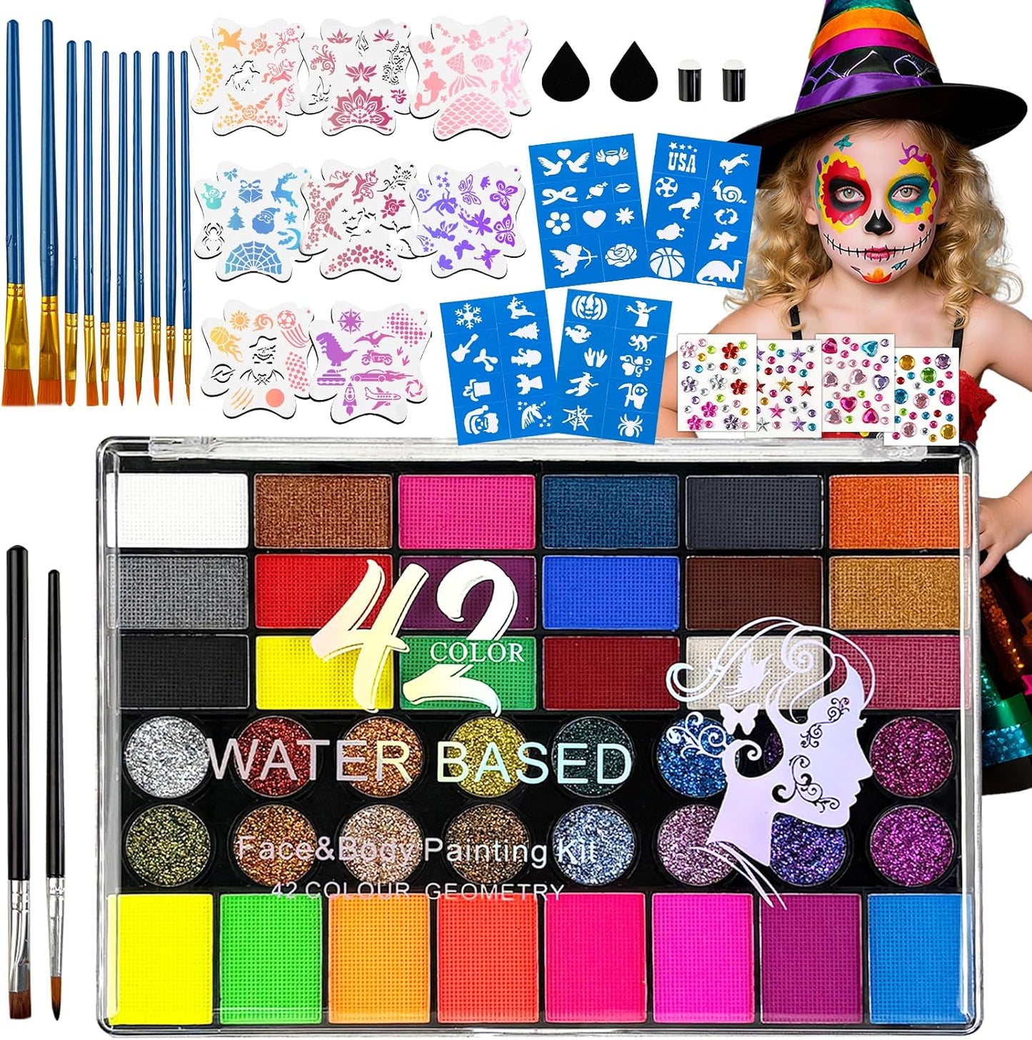 Patriotic Face Paint Kit - Red, White & Blue Stick Makeup for 4th of July | Independence Day Body Paint for Sports Events