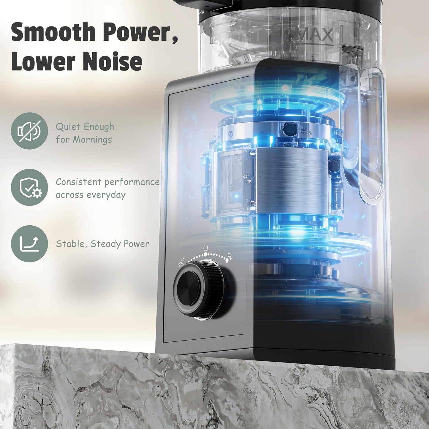 Heartnoks Juicer Machines, 6.5" Extra-Wide Feed Chute Cold Press Juicer for Whole Fruits, Easy to Clean 3-in-1 Juice, Sorbet & Nut Milk Maker, 300W Masticating Juicer for Home & Gifting