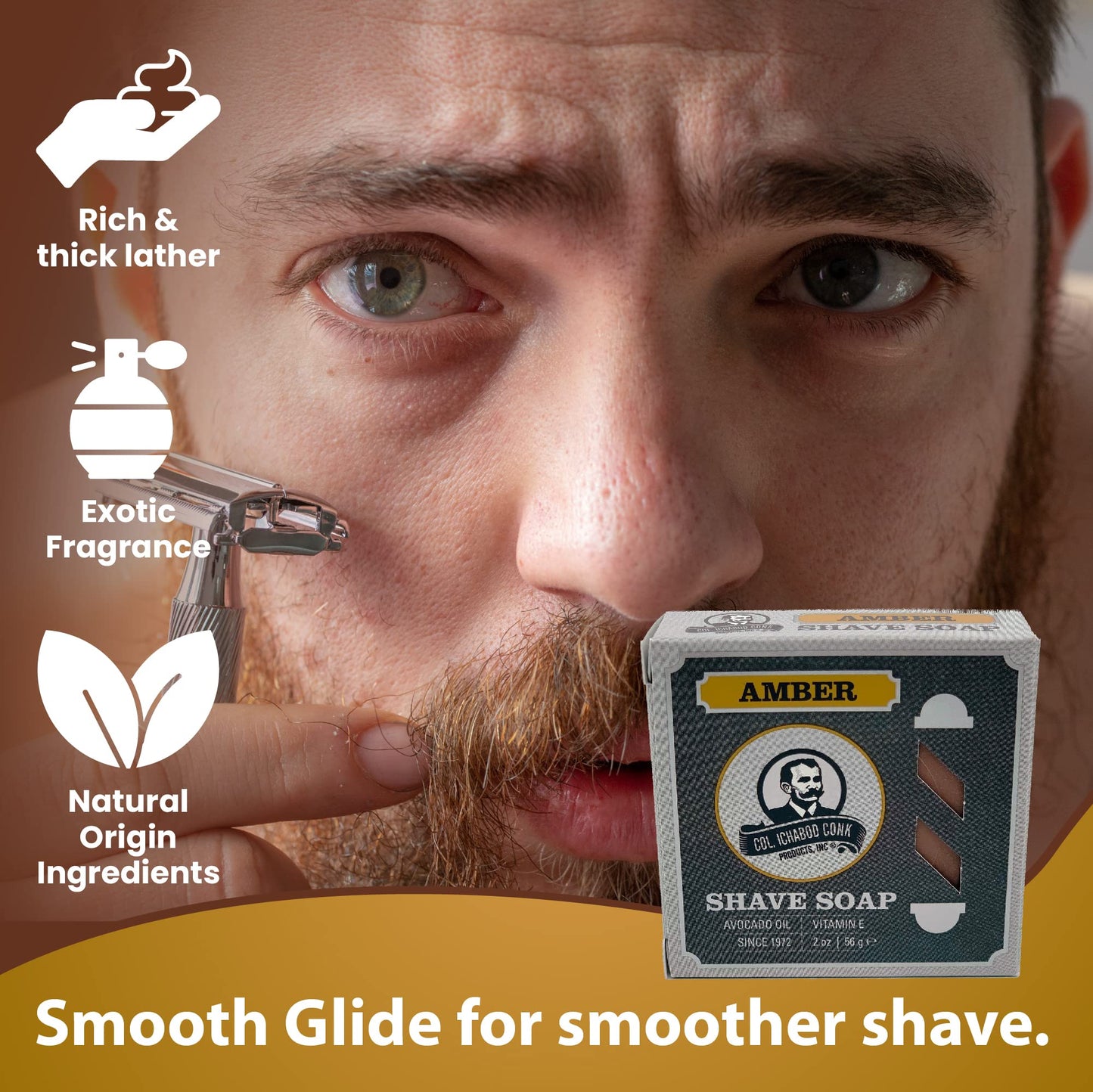 COL CONK AMBER SUPER BAR SHAVE SOAP