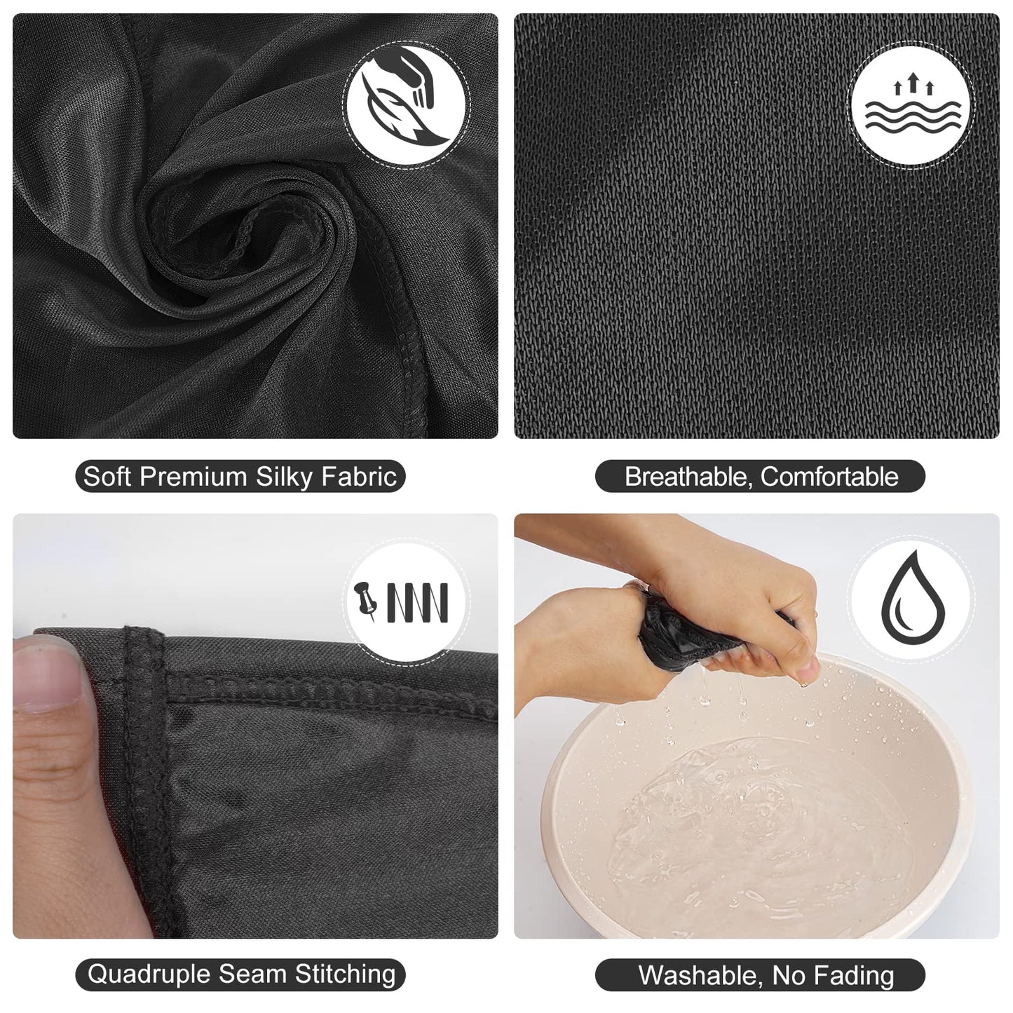2PCS Silky Wave Caps for Men Waves, Good Compression Caps Over Durags for 360 Waves, Ideal Gifts for Farther's Day (Black+Gold)