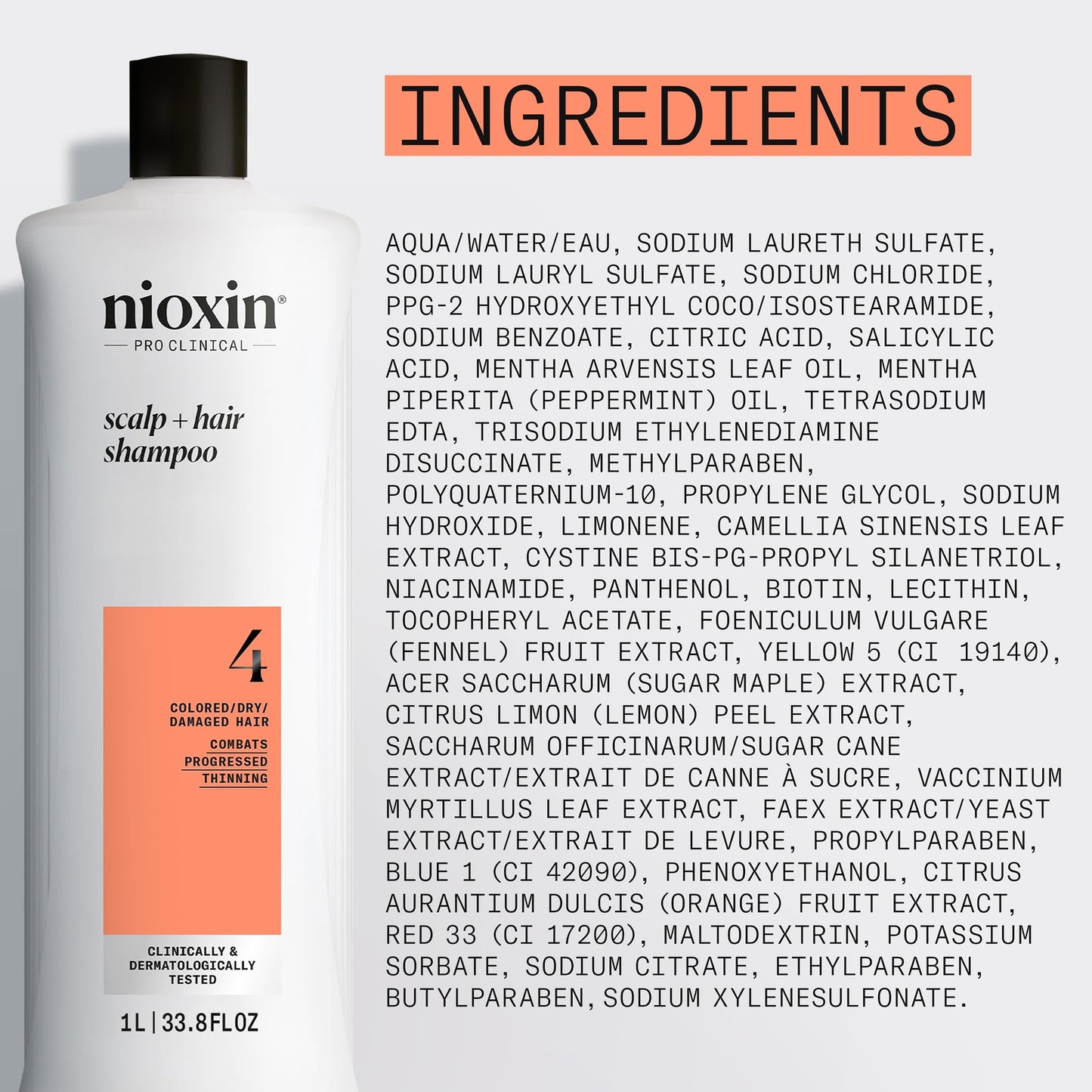 NIOXIN System 4 | Scalp Care | Thickening Shampoo | Colored Damaged Hair