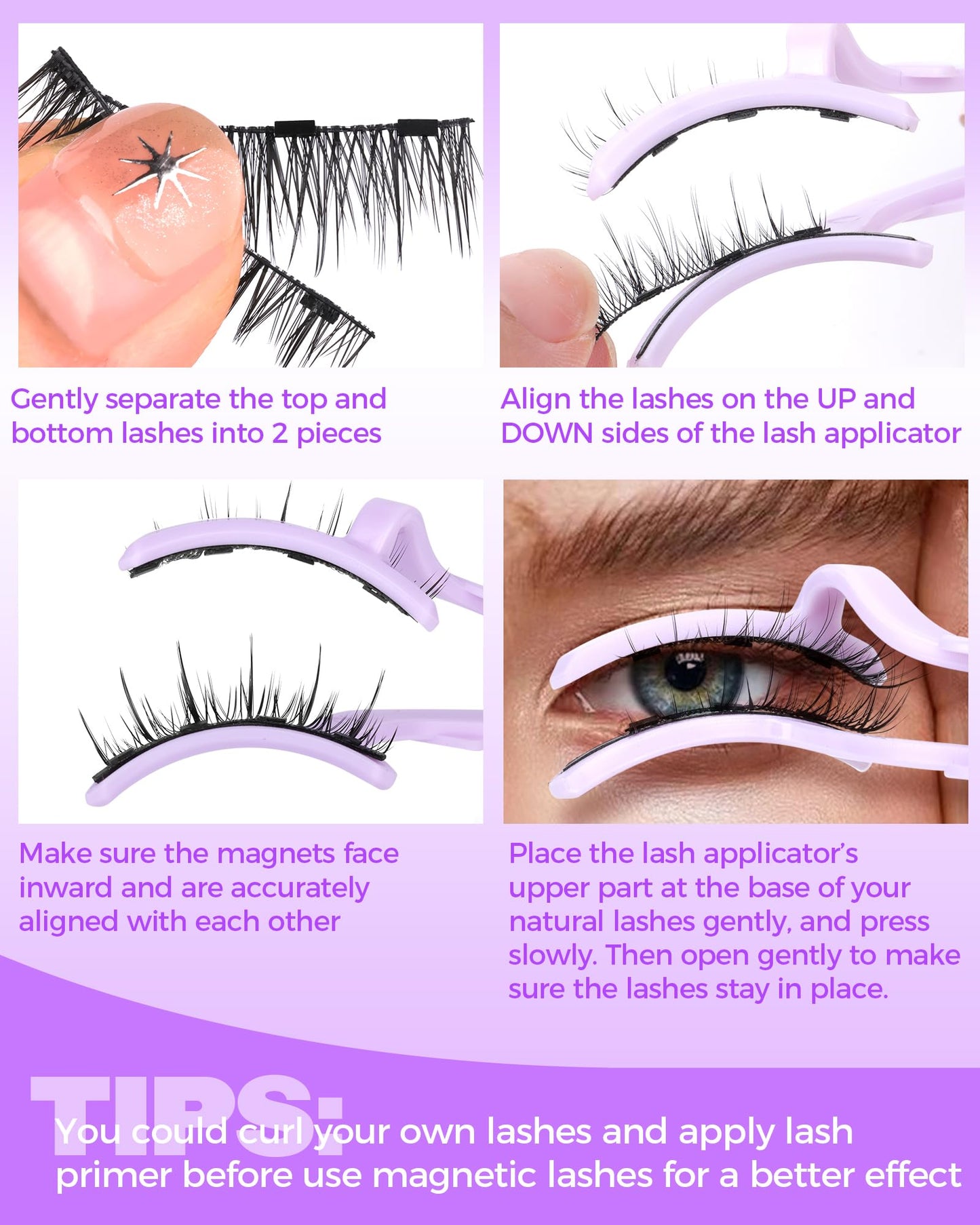 Cat Eye Magnetic Eyelashes Natural Look Wispy Magentic Lashes Reusable Magnetic Eyelashes with Applicator No Glue Needed Press on Magnetic Lashes by JIMIRE Quick to Wear by JIMIRE