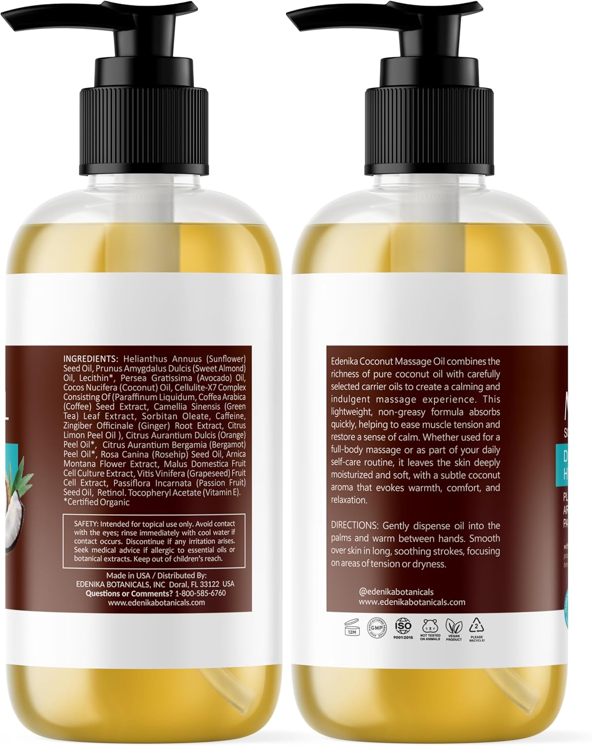 Tropical Coconut Massage Oil - Soothing & Hydrating Blend with Passion Fruit | 2-Pack