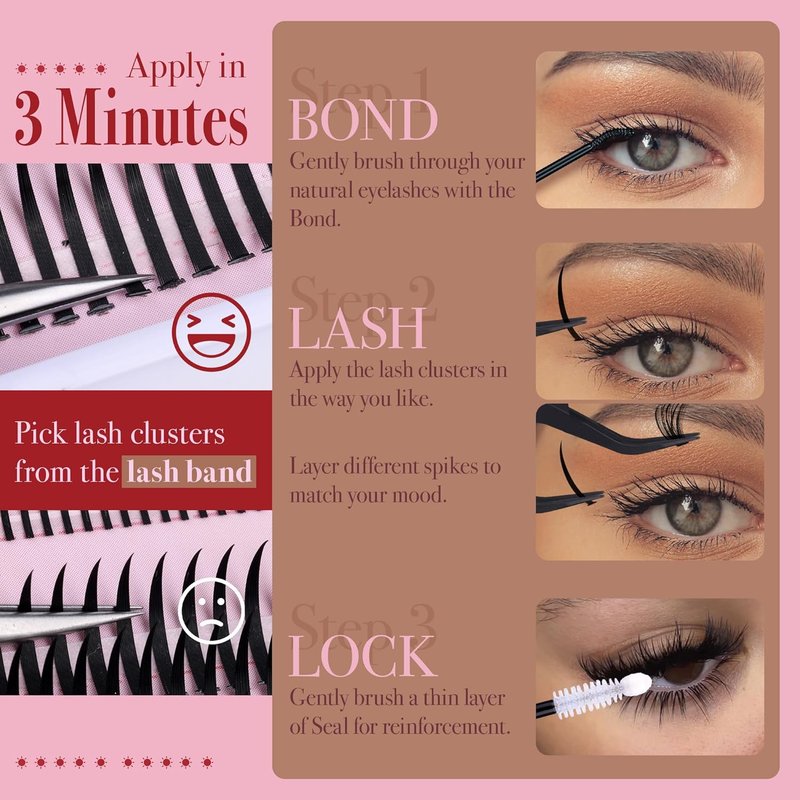 Lash Clusters with Spikes - Ultra Long 12-22mm Eyelash Extensions for Manga & Spiky Looks | DIY Multi-Eye Styles