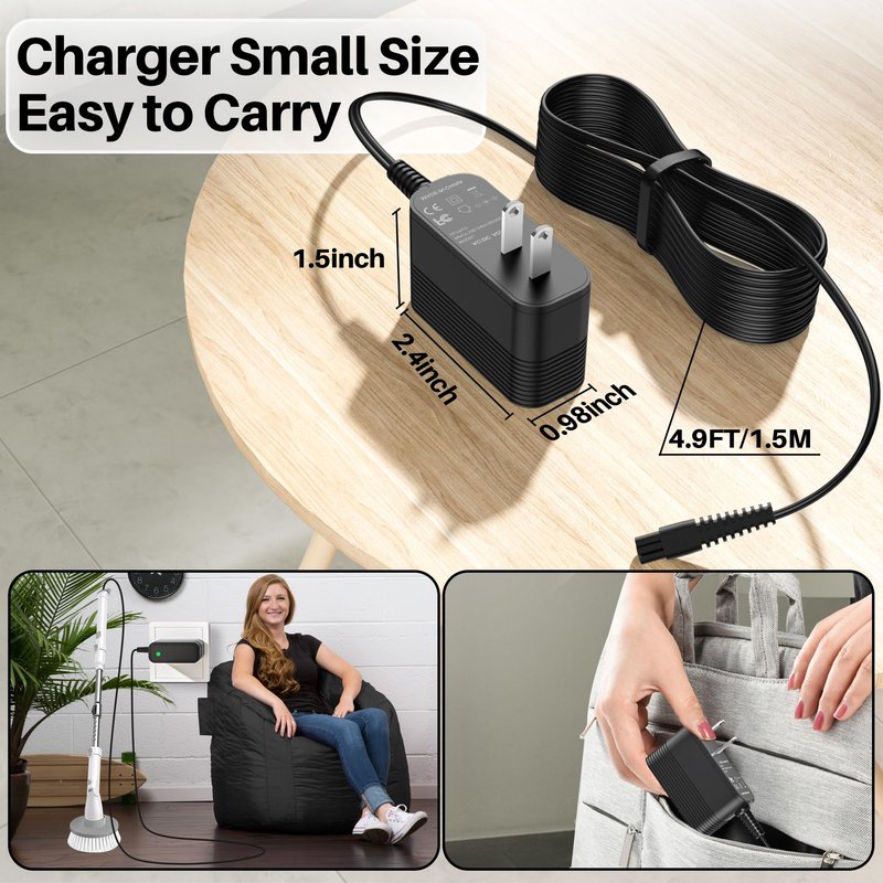 Charger for KHelfer Kh8 Pro Electric Spin Scrubber Compatible with Kh8 Series Kh1 Pro Kh2 KH8W KH8B KH8G Power Scrubber DC 9V AC Adapter