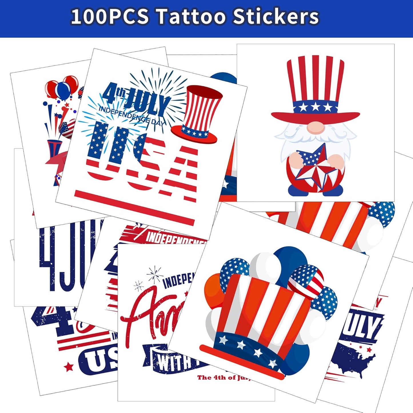 4th of July Accessories Set - 188PCS Party Favors & Decorations | Headbands, Glasses, Necklaces, Tattoos