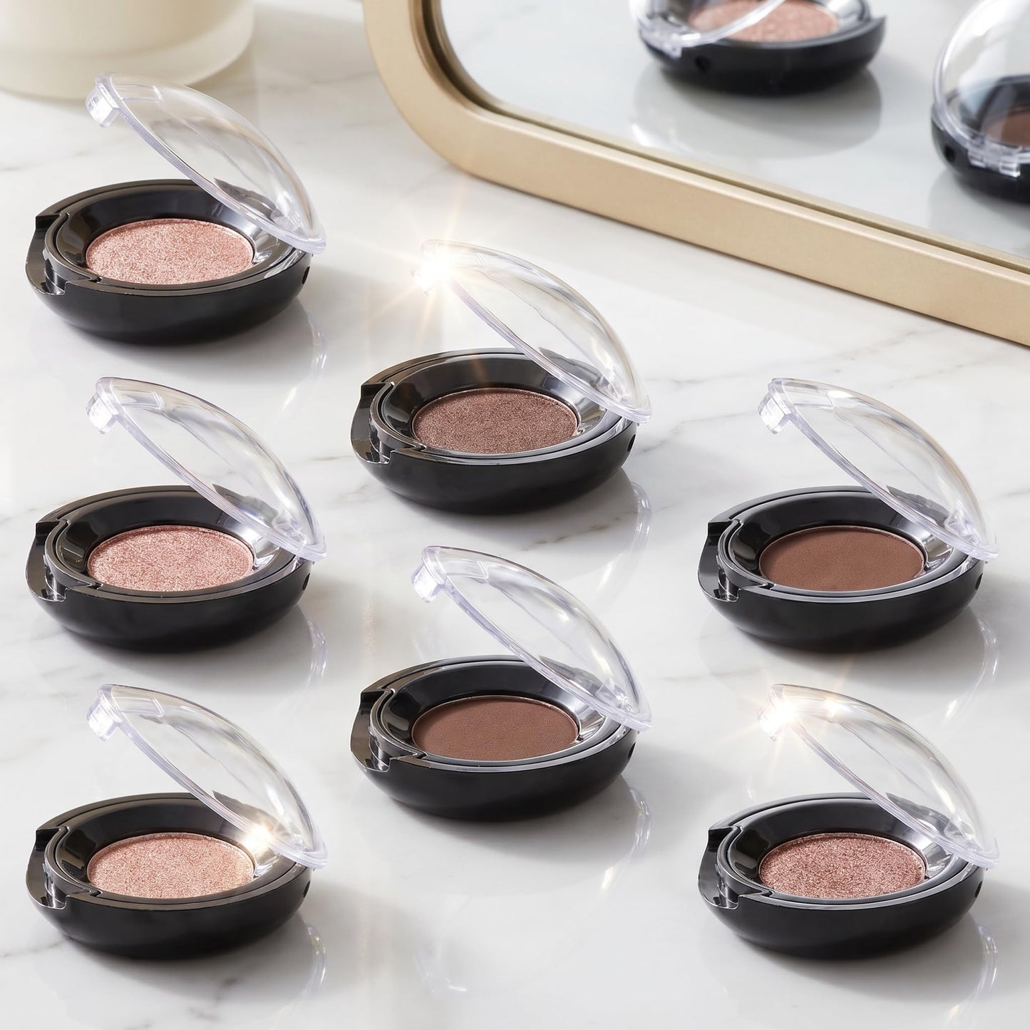 8PCS Empty Eyeshadow Palette, Refillable Eyeshadow Case for Travel Use, Empty Makeup Palette for Eyeshadow Blush Lipstick Organizer (35mm, Black)
