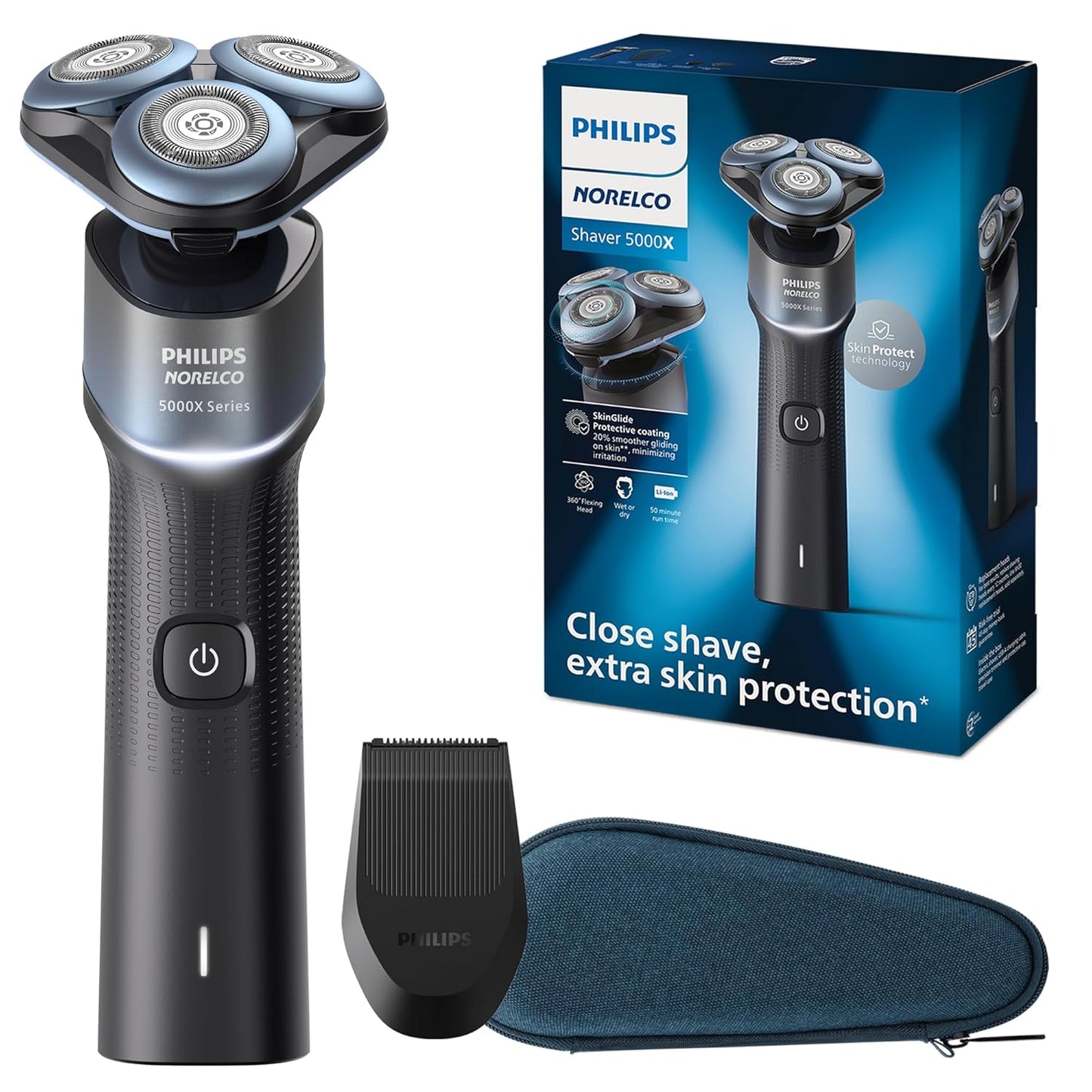 Philips Norelco Shaver 3900 - Rechargeable Wet & Dry Electric Shaver with Trimmer & Stand | Nose Trimmer for Ears & Eyebrows
