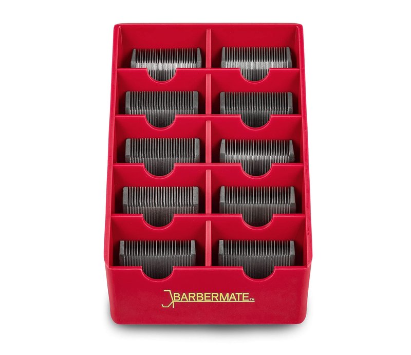BarberMate 4 Pack Blade Rack Storage Tray - Holds 10 Clipper Blades (Red)