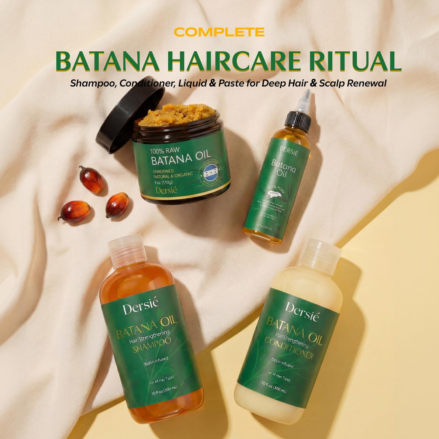 Dersie 100% Raw Batana Oil Paste – Unrefined Batana Butter for Hair Growth & Thinning Hair – Deep Scalp & Hair Care for Dry, Damaged, High Porosity & Thin Hair – Authentic Batana from Honduras (4 oz)