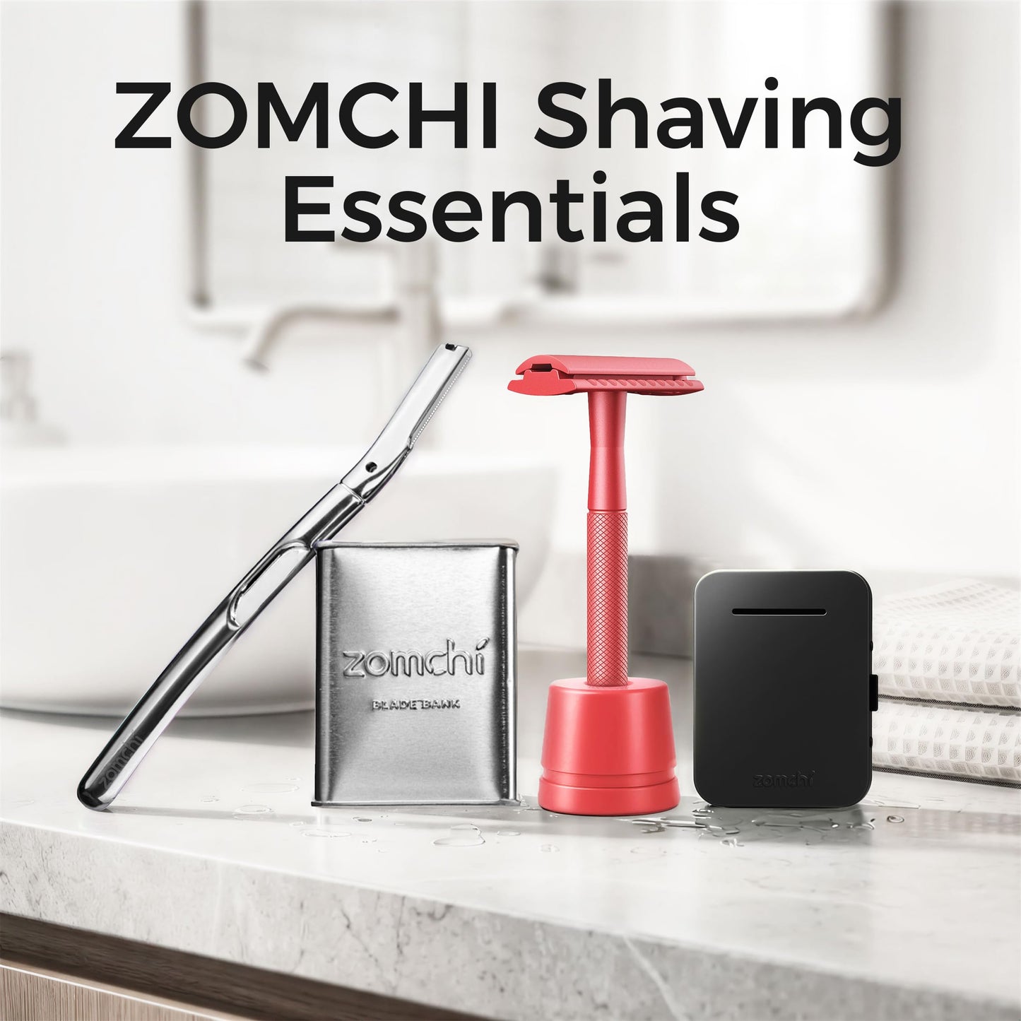 ZOMCHI Single Blade Double Edged Safety Razor with 5 Safety Razor Blades, Metal Razor for Men & Women, Single Blade Razor – Light Coral