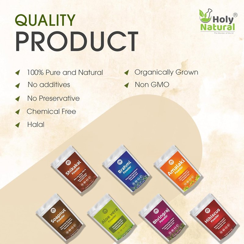 Herbal Hair Growth Powder - 7 Herbal Hair Mask Combo with Amalaki, Bhringraj, Aloe Vera & More | 100g Each, Resealable Pack