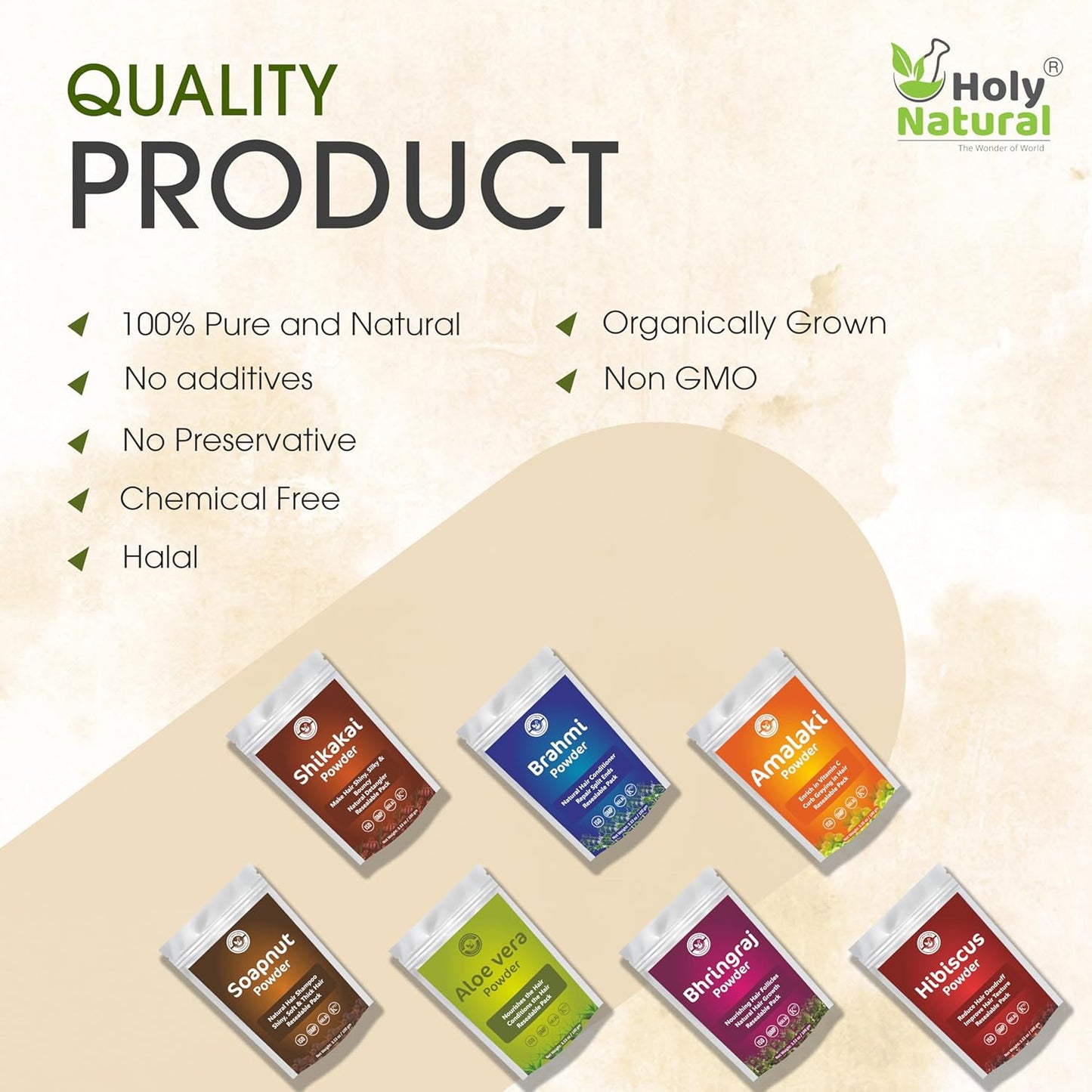 Herbal Hair Growth Powder - 7 Herbal Hair Mask Combo with Amalaki, Bhringraj, Aloe Vera & More | 100g Each, Resealable Pack