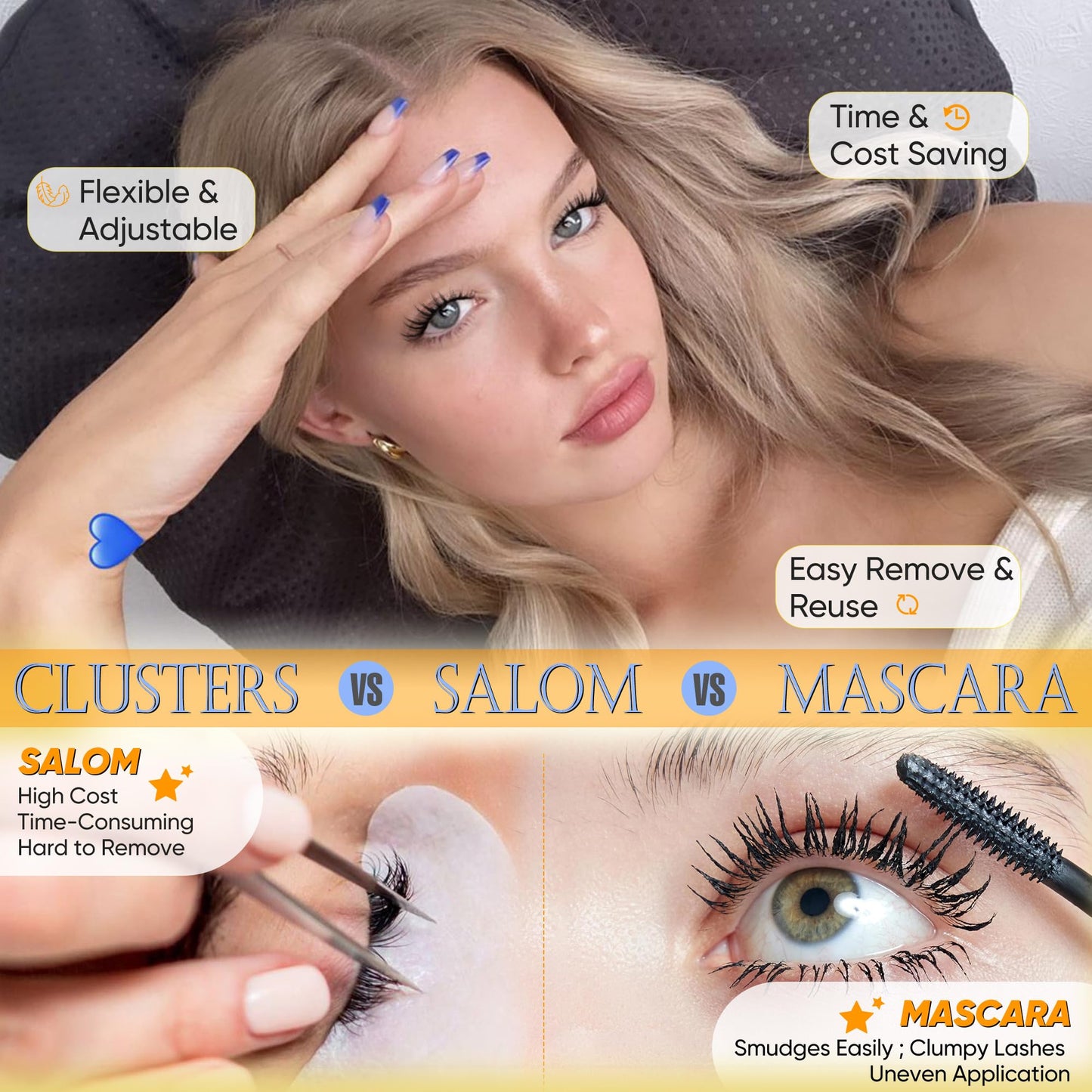 Pleell Lash Clusters Wispy Eyelash Clusters 10/11/12/13MM CC-Curly Natural Cluster Eyelash Extensions Bunny Lashes Clusters with Invisible Band Manga Lash Extensions Pestañas Postizas Naturales