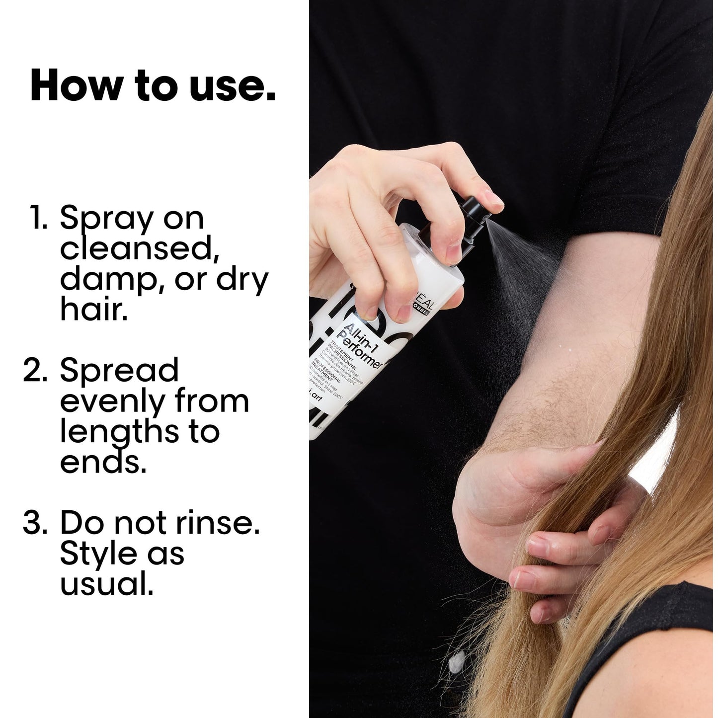 L'Oréal Professionnel Tecni.art All-in-1 Performer Styling Treatment Spray – 30 Benefits in 1, Leave-In, Heat Protection up to 450°F, Anti-Frizz, Shine, Conditioning & Detangling