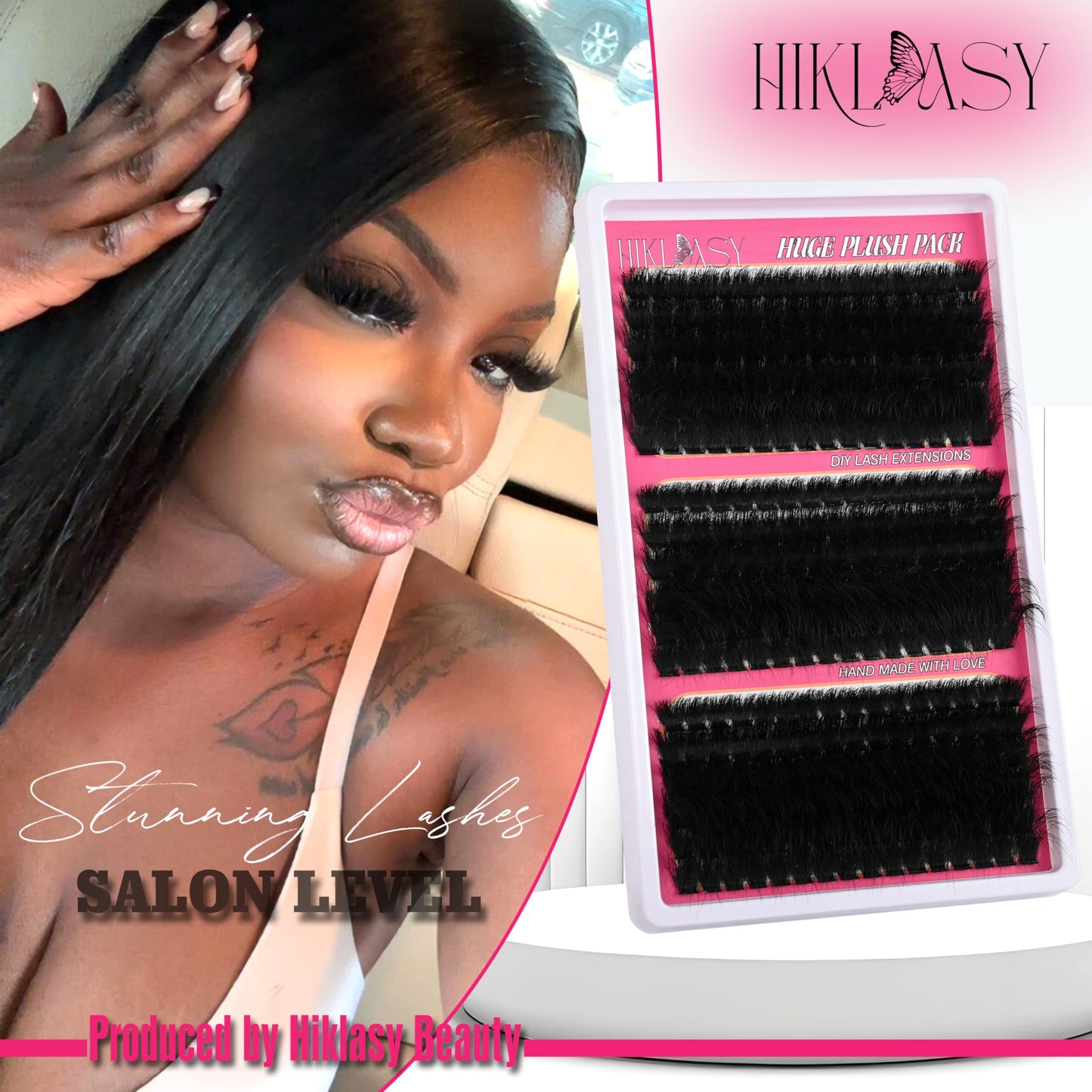 Lash Clusters (12 14 16 18 20 22mm) Volume Fake Lashes 260D Eyelash Clusters Extensions D+ Curve Reusable Light Weight Dramatic Lashes Wispy Lash Clusters Thick,288pcs Huge Plus Pack,DIY By Hiklasy