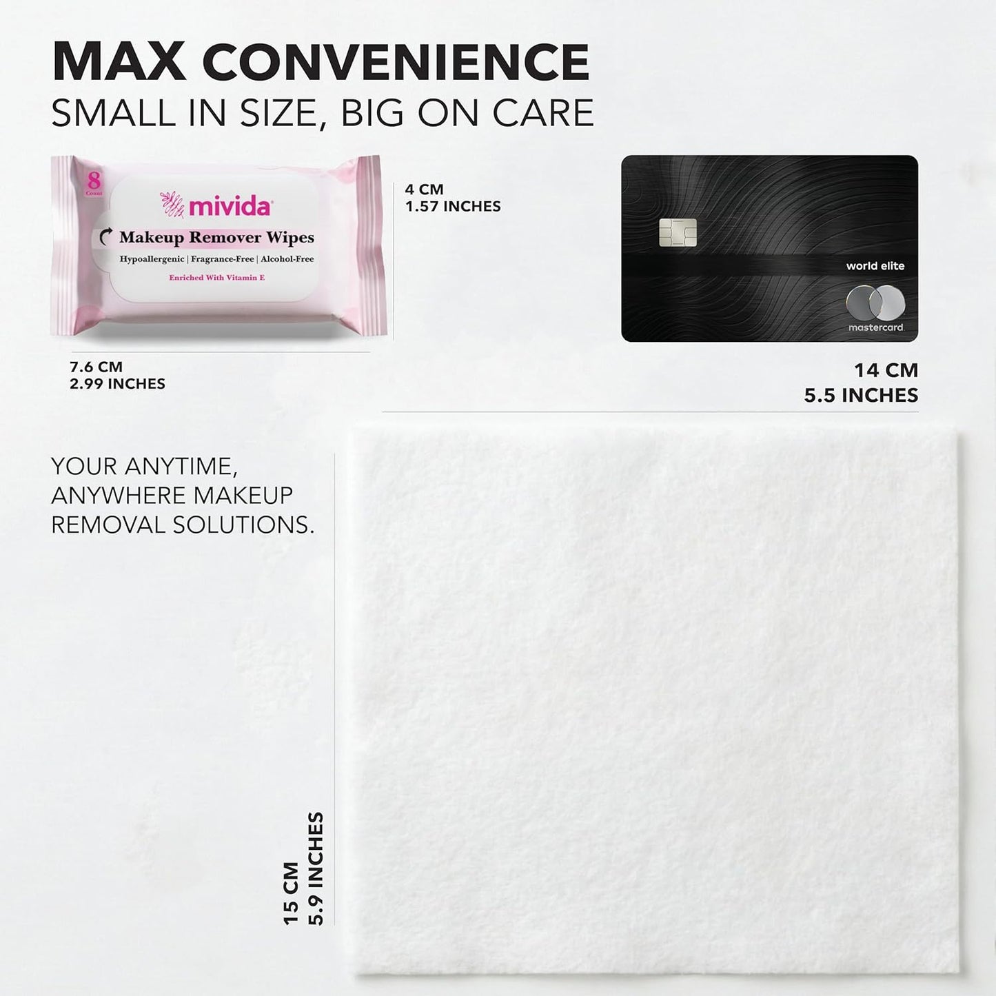 Hypoallergenic Mini Makeup Remover Wipes - Travel Size, 80ct | Vitamin E, Dermatologist Tested
