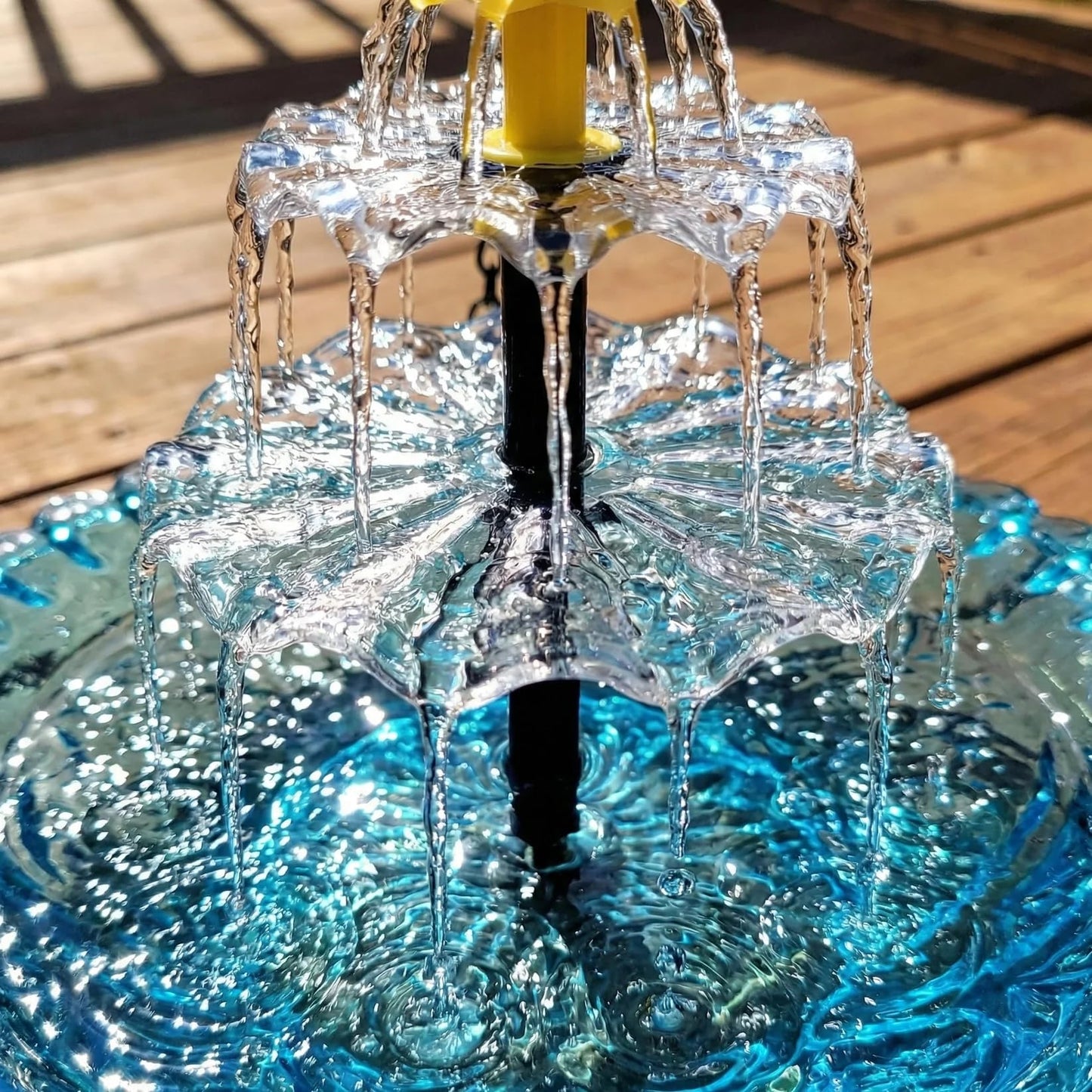 2026 Solar Cascade Hanging Bird Bath Fountain, Solar Powered Birdbath Water Fountain Pump Dispenser, Outdoor Decor Hummingbird Bath Shower Bowl Kit, Garden Gift for Yard Patio Decoration (Blue)
