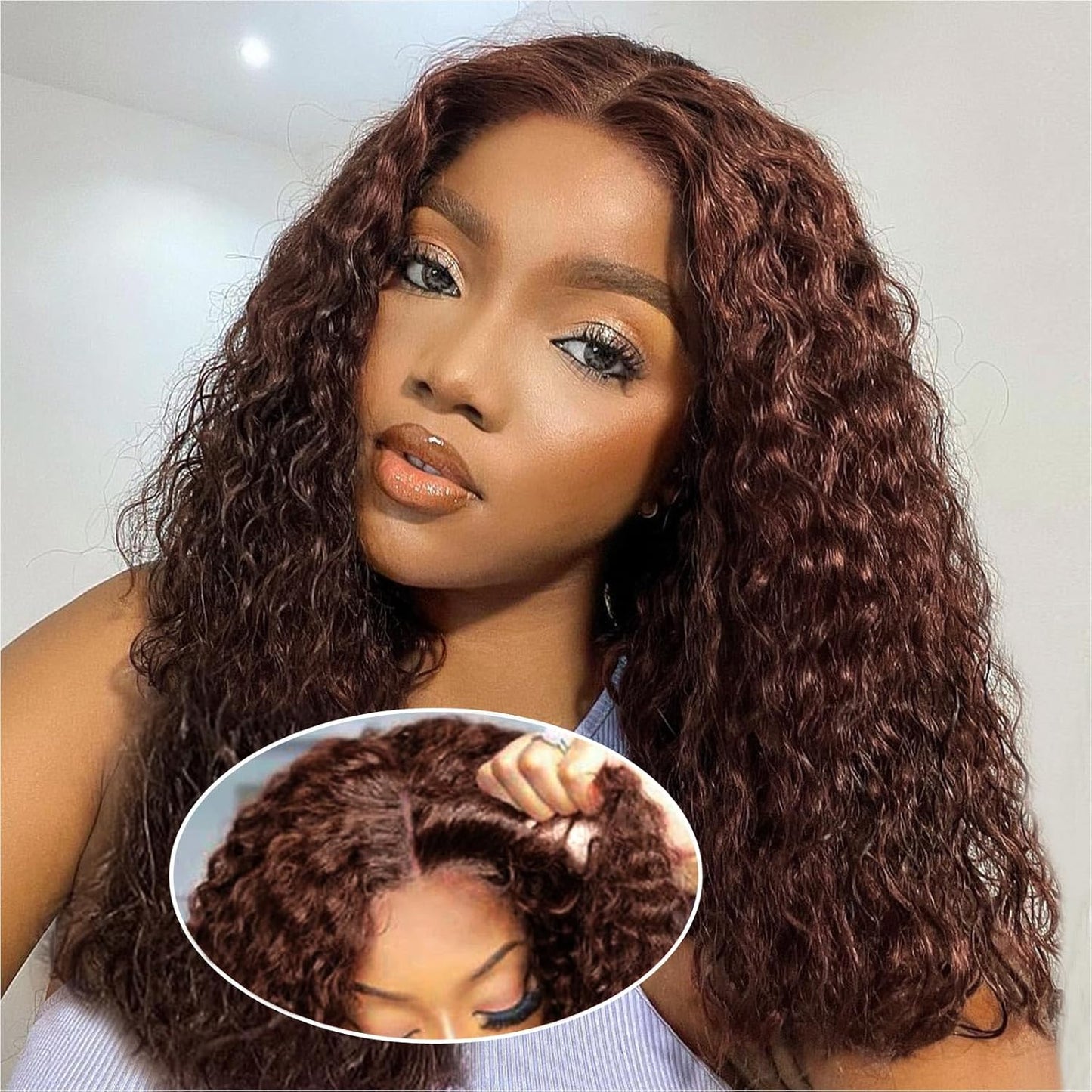 Curly Bob Wig - 200% Density Deep Wave Human Hair | 5x5 HD Lace Closure, 18 Inch, Black for Women