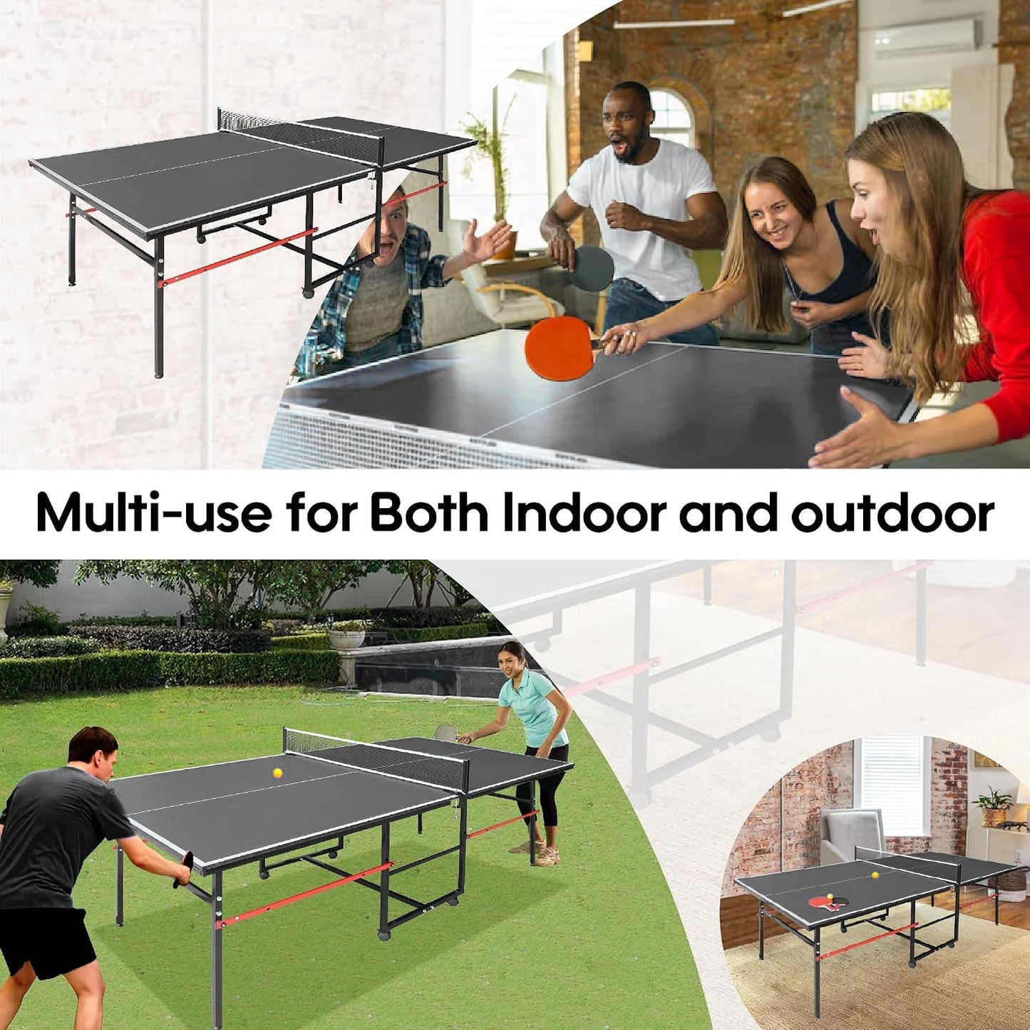 Professional Foldable Ping Pong Table - 8 X 4 FT Indoor/Outdoor with Net, 2 Paddles & 3 Balls | Tournament Quality