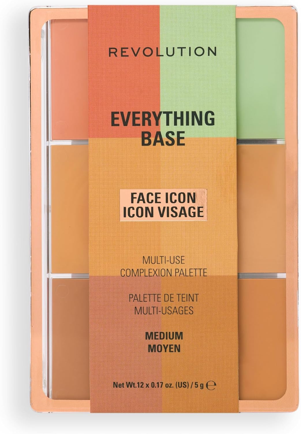 Revolution Everything Base Face Icon Palette - Multi-Use Cream Contour, Concealer & Highlighter | Vegan, Light