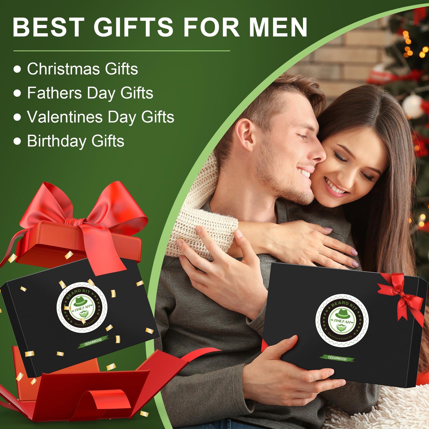XIKEZAN Beard Kit for Men Grooming with Cedarwood Wash,Conditioner,Oil,Balm,Brush,Comb,Scissors,Anniversary Valentines Birthday Christmas Fathers Gifts for Men Grandpa Husband Boyfriend Cool Gifts Set