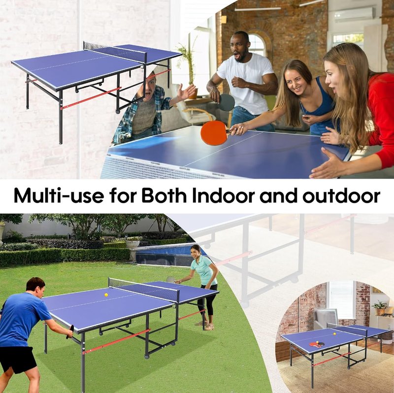 Foldable Ping Pong Table - Professional Indoor/Outdoor Table Tennis Set with Net, 2 Paddles & 3 Balls | Tournament Quality