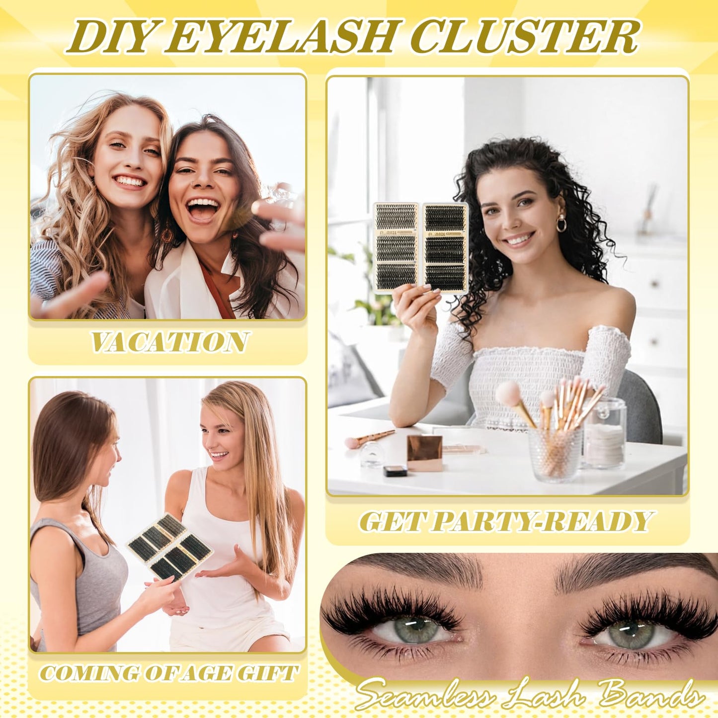 FLOMAZE Lash Clusters 80D 100D Fluffy Lash Extensions D Curl Eyelash Extensions, 640PCS Eyelash Clusters Natural Volume Lashes Clusters 10-18mm DIY Lash Extension at Home