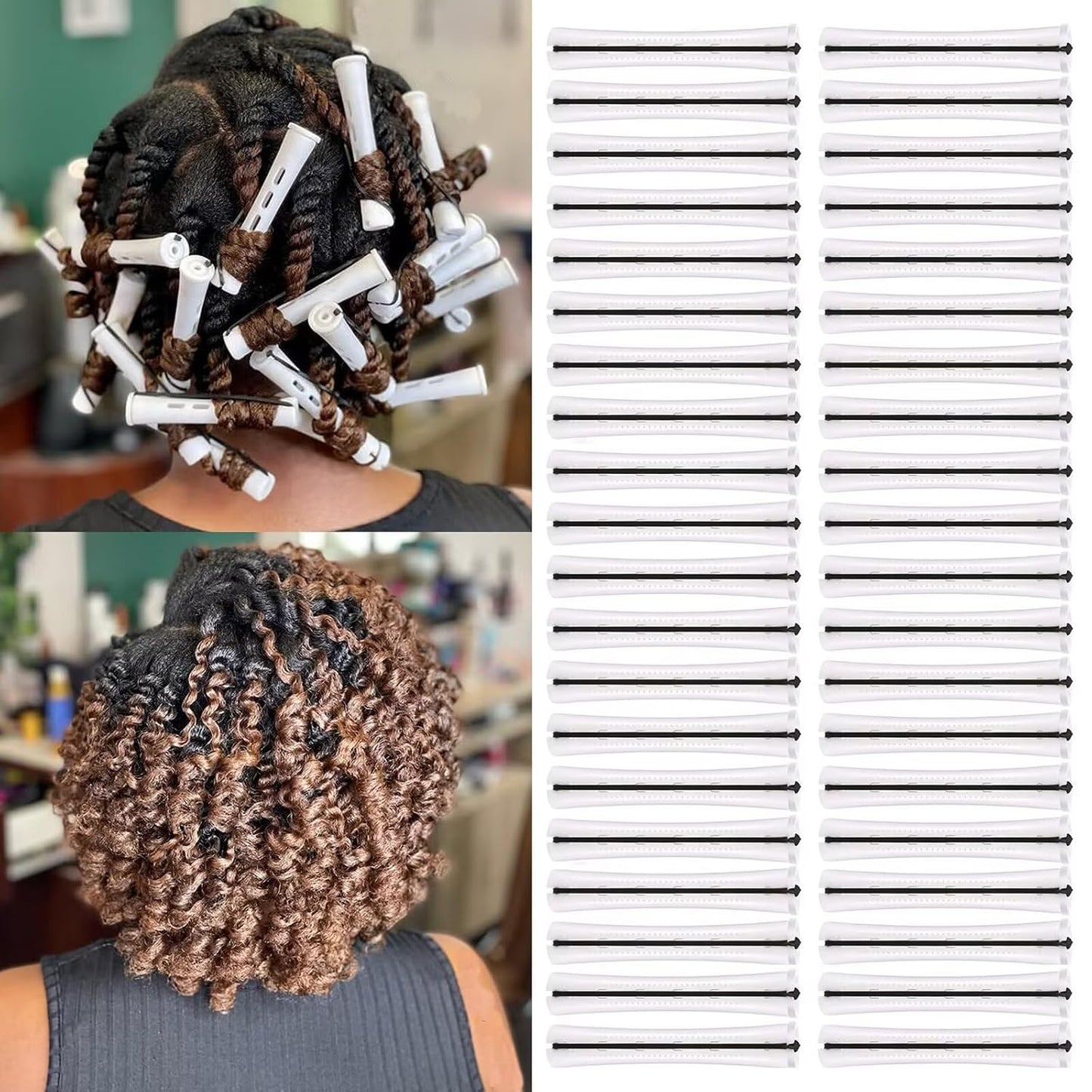 40PCS Perm Rods - Heatless Non-Slip Hair Rollers for Short & Long Hair | 0.59 Inch Grey DIY Hairdressing Tools