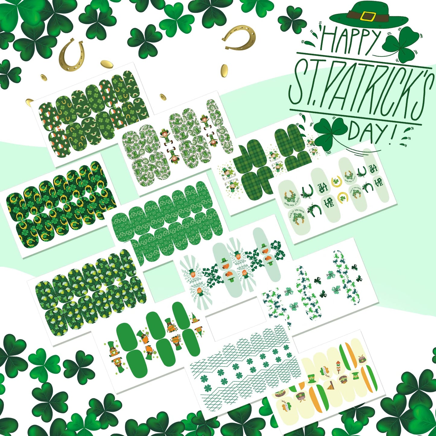 TailaiMei 12 Sheets Nail Wraps Stickers Nail Polish Strips Self-Adhesive Full Wraps 36