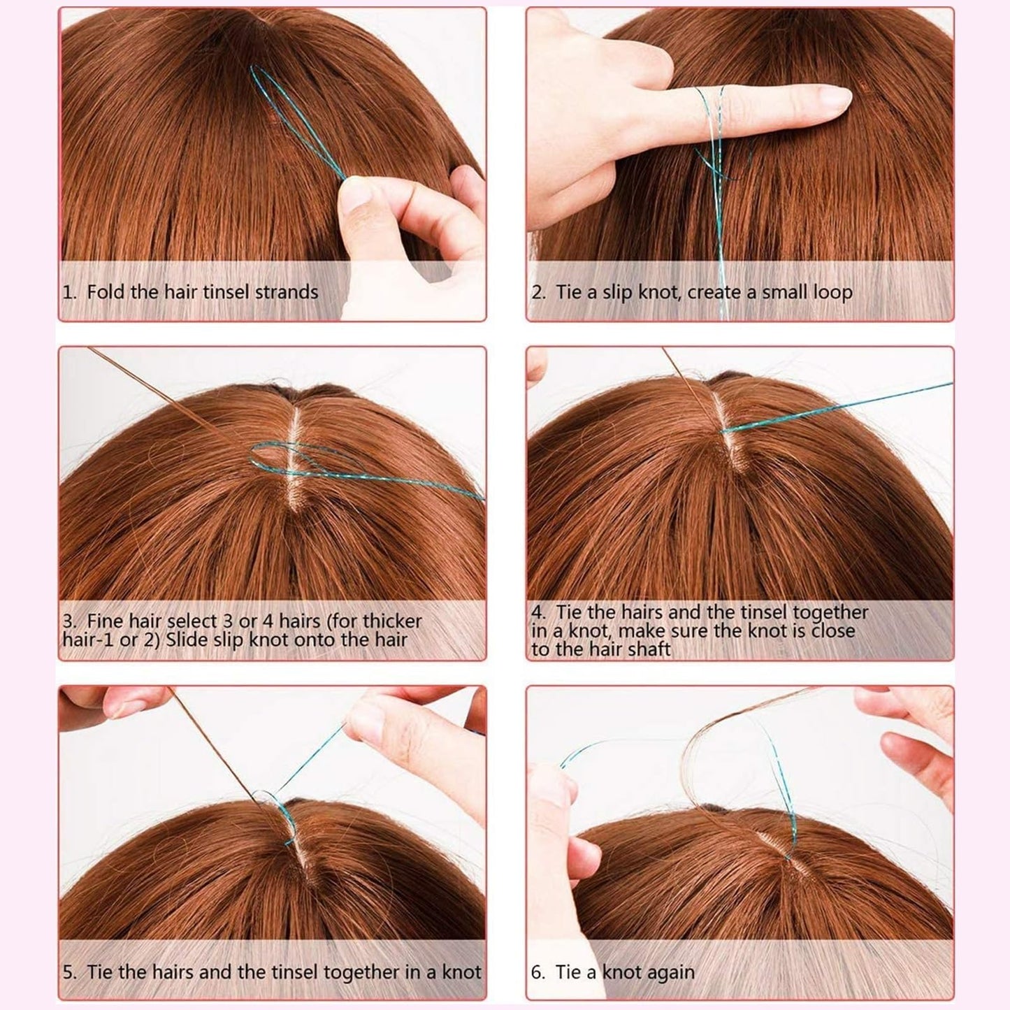 Hair Tinsel Kit With Tool - 4200 Strands, 12 Colors, Heat Resistant, Sparkling Shiny Highlights (48")