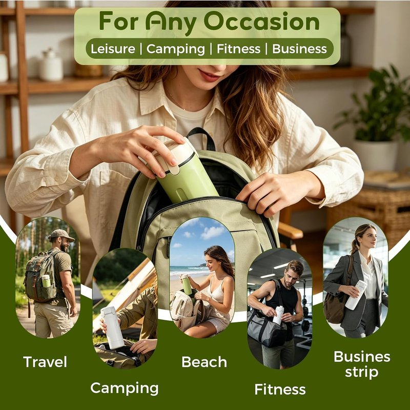 Travel Dispenser Bottle Set - 4 in 1 Refillable Containers for Shampoo, Lotion & Conditioner | Portable Travel Size (2 Pack, White & Green)