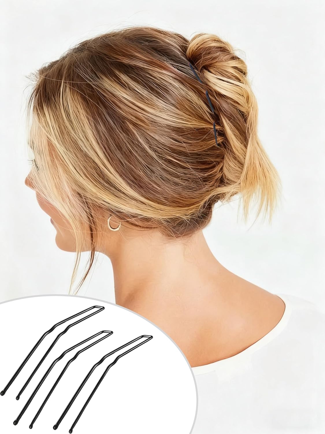 U-Shaped Hair Pins for Buns - 36 Pcs Large Black Bobby Pins for Thick & Curly Hair | 3 Inch Length