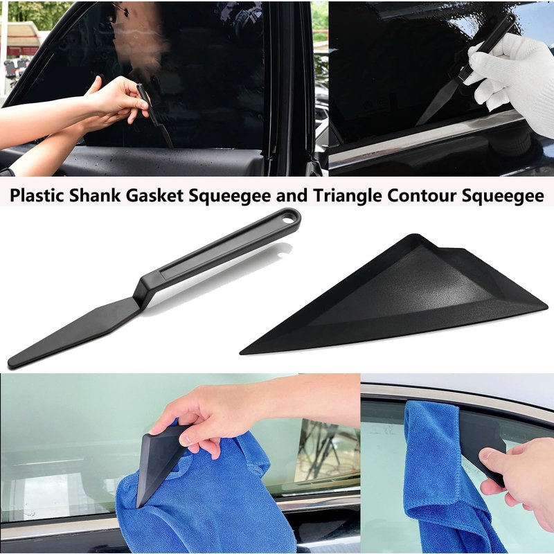 EHDIS Window Tint Kit Vinyl Wrap Tool with Bulldozer Squeegee,Windshield Back Tint Scraper, Small Rubber Squeegee, Wrap Stick, Film Cutter for Car Wrapping Window Film Installation