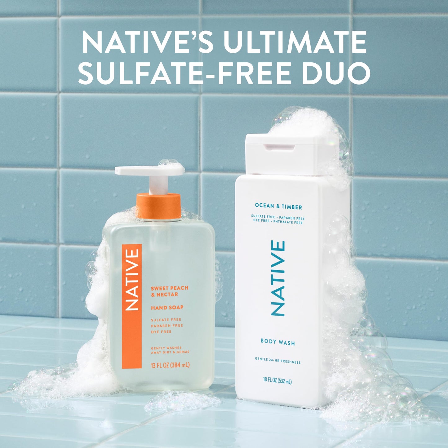 Native Body Wash Contains Naturally Derived Ingredients | For Women & Men, Sulfate, Paraben, & Dye Free Leaving Skin Soft and Hydrated | Ocean & Timber 18 oz
