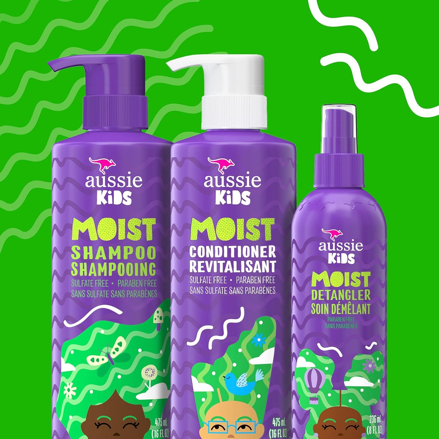 Aussie Kids Moist Sulfate-Free Conditioner - Nourishing Formula for Kids | 16 fl oz, Pack of 4