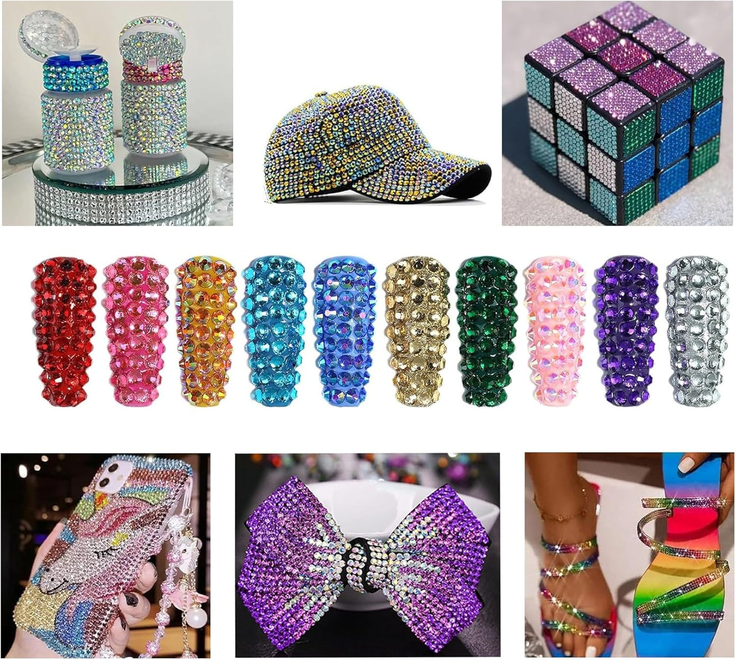 42 Colors Resin Jelly Rhinestones - 32000Pcs Flatback Gems Bedazzler Kit with Glue, Tweezer & Pickup Pen for Nail Art | DIY Crafts, Phone Cases